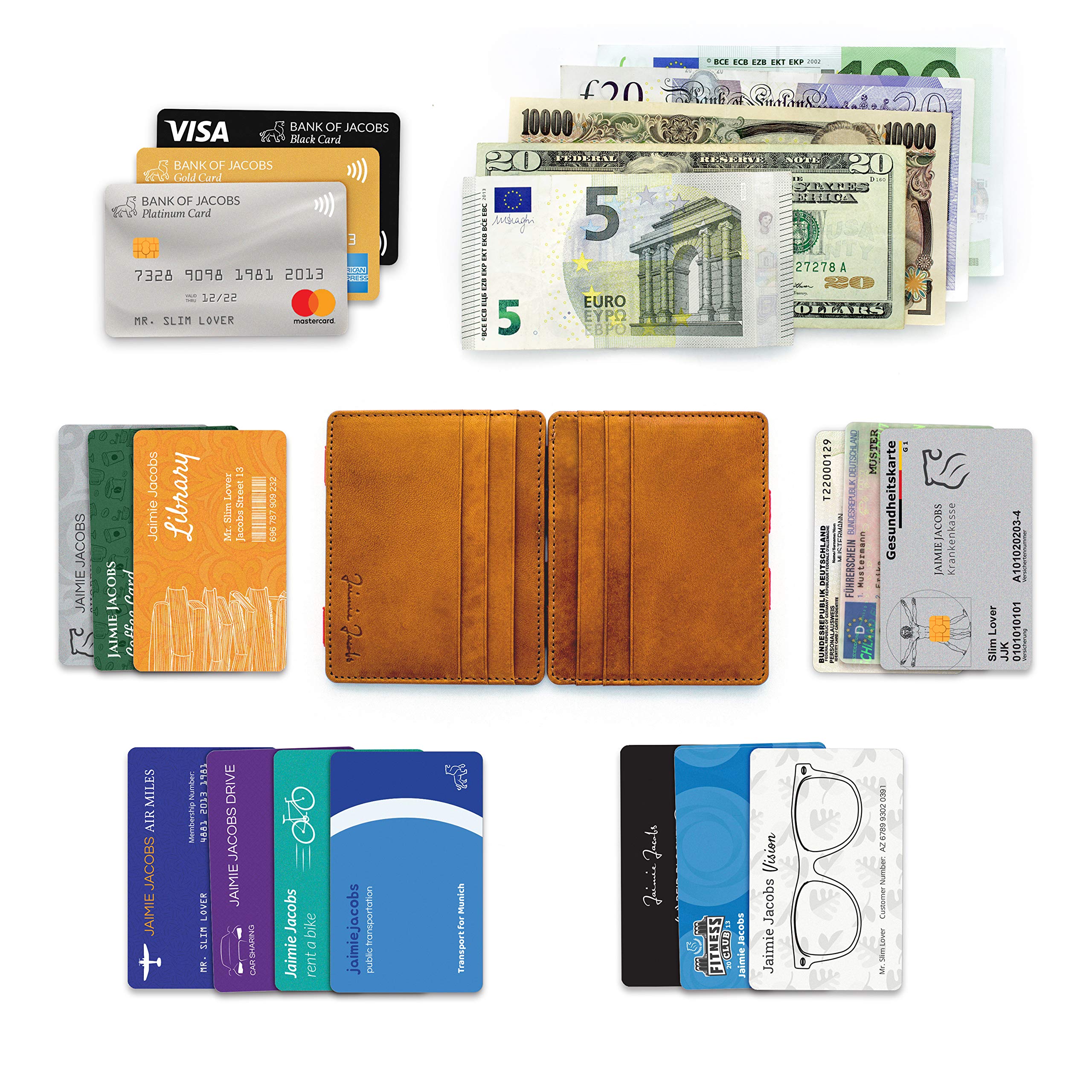 Jaimie Jacobs Slim RFID Blocking Genuine Leather Magic Wallet for Men - Secure & Stylish Minimalist Front Pocket Wallet for Travel, Business & Everyday Use