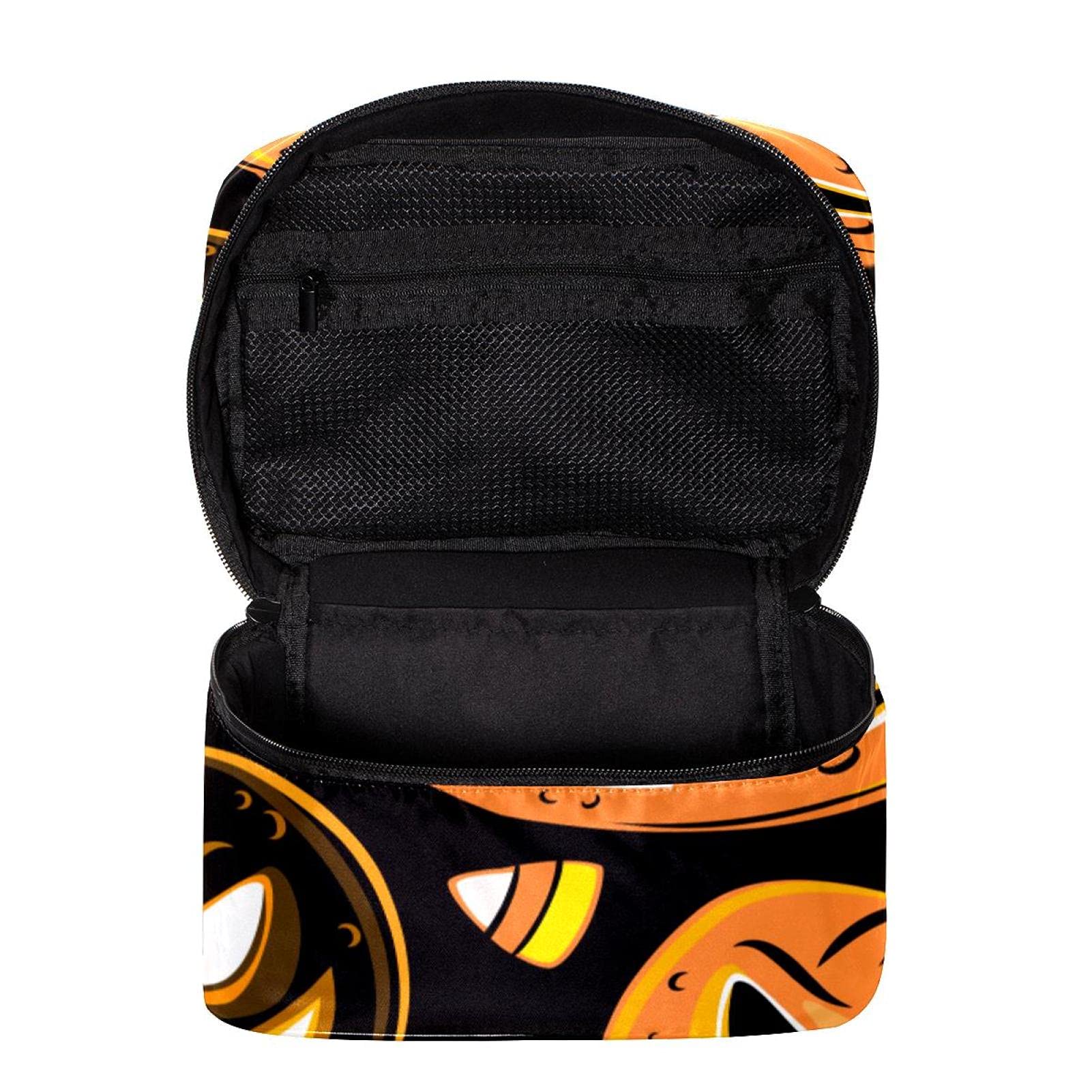 Halloween Pumpkin Pattern Travel Makeup Bag - Large Cosmetic Organizer with Zipper for Women & Girls | Perfect for Halloween Parties, Travel Toiletries & Daily Makeup Storage