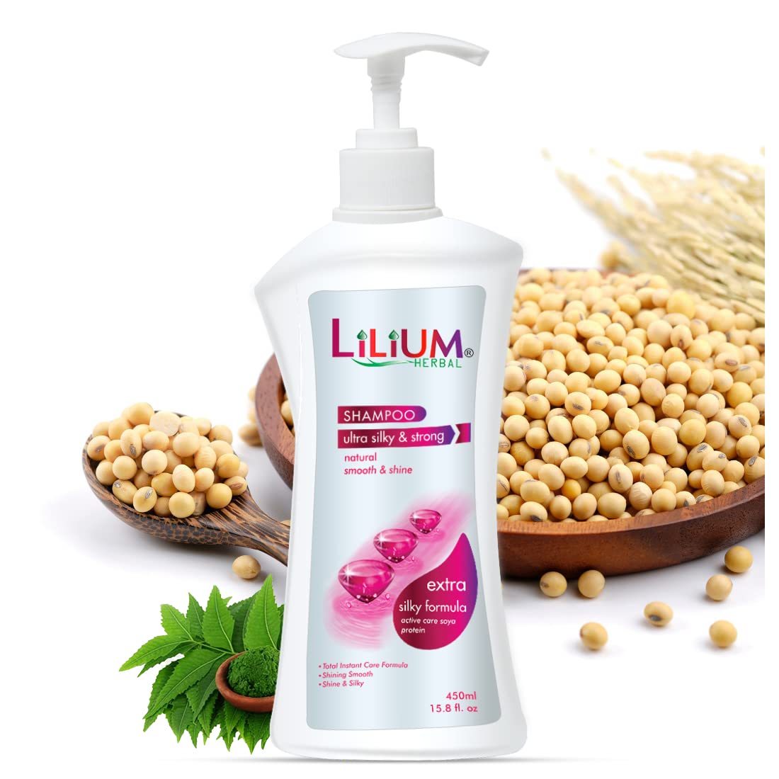 Lilium Herbal Ultra Silky & Strong Shampoo 450ml - Natural Hair Care for Shine & Strength - Perfect for Daily Use & Damaged Hair Repair