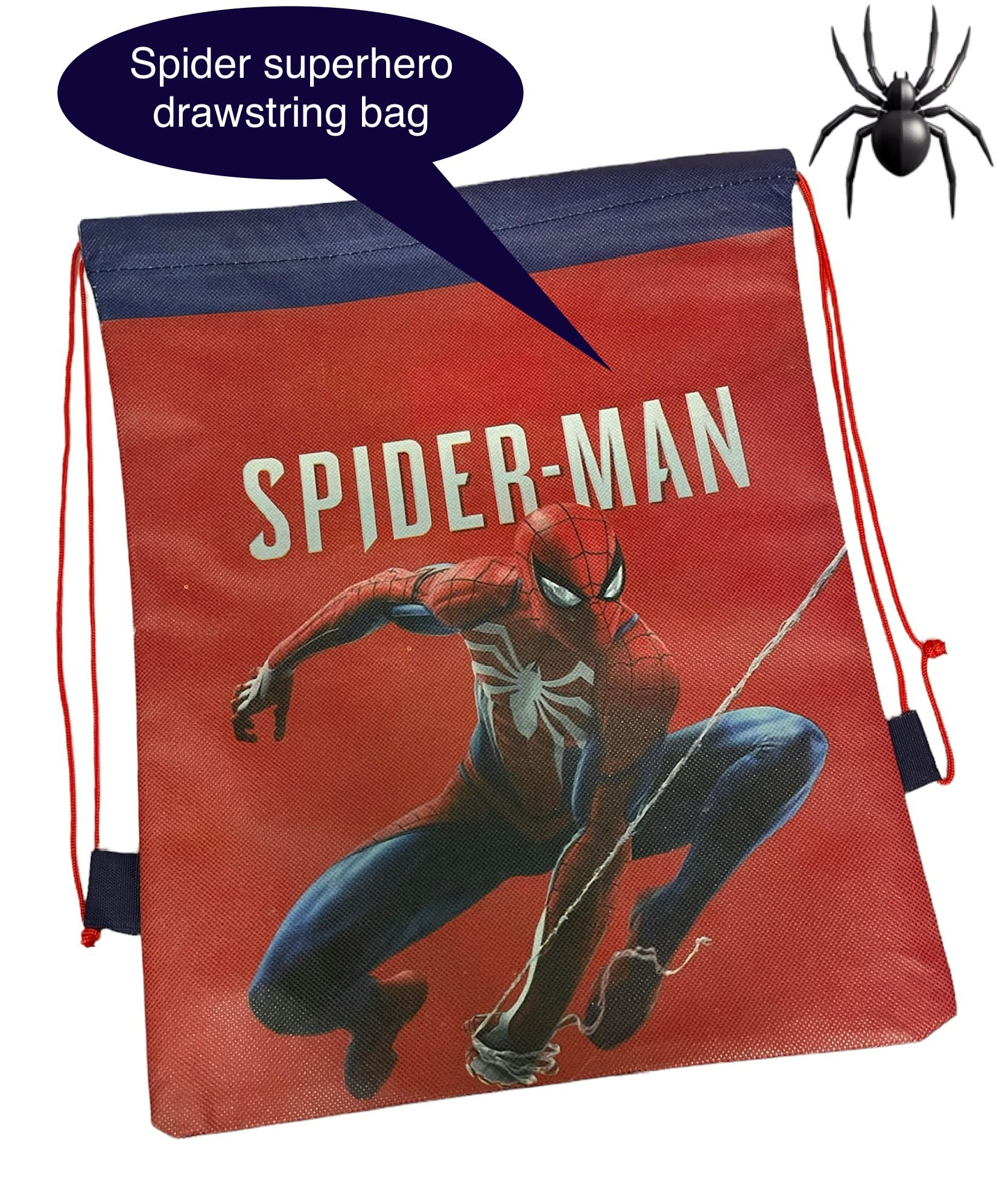 Spider-Man Themed 10-Piece Party Favor Gift Bags Set - Superhero Cartoon Drawstring Backpacks for Kids Birthday Party Supplies | Perfect for Return Gifts, Goodie Bags & Superhero-Themed Celebrations