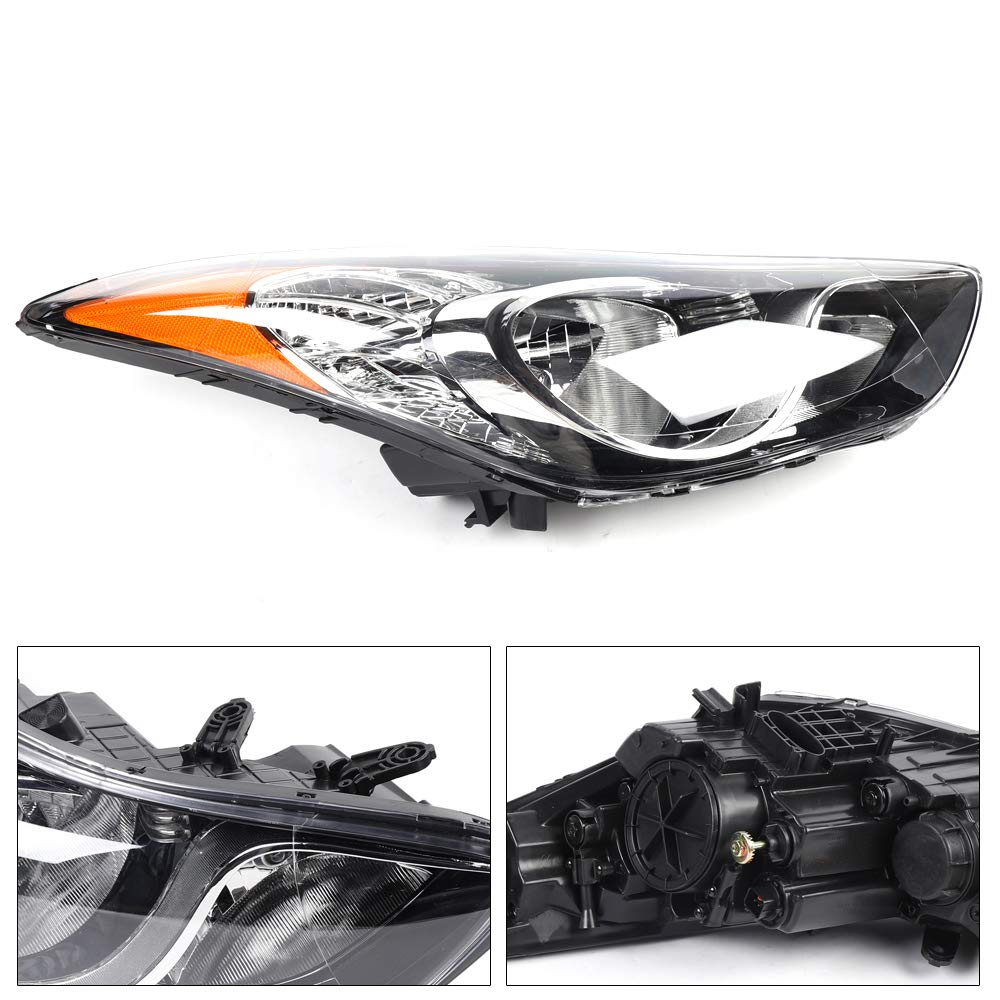 2011-2013 Hyundai Elantra Right Passenger Side Headlight Assembly - OEM Replacement Halogen Headlamp with Black Housing (Part# HY2502161) | Perfect for Night Driving & Foggy Conditions
