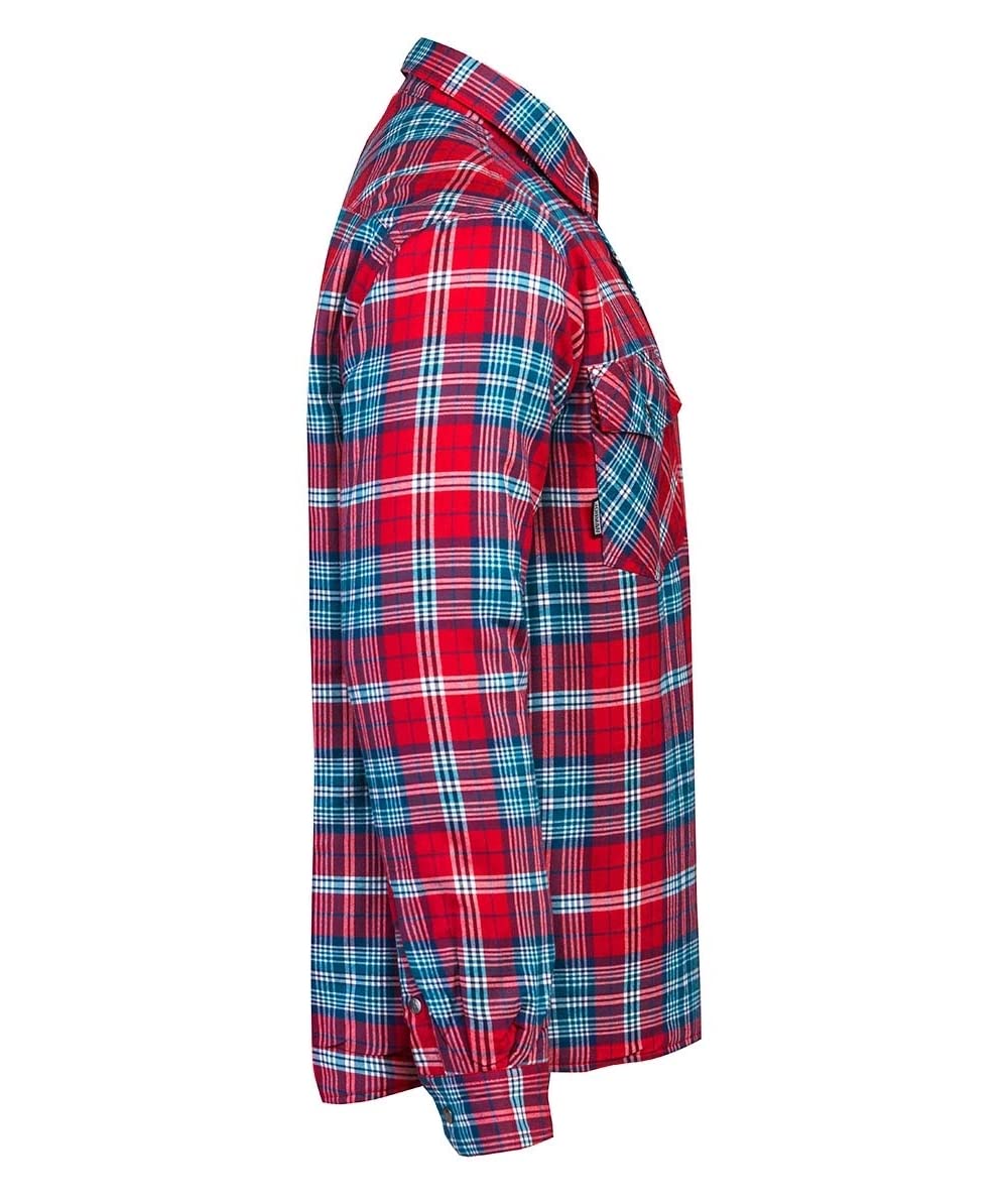 Men's Quilt-Lined Flannel Work Shirt - Small (Size 4) Red & Navy Plaid - Warm Winter Workwear for Construction, Outdoor Jobs & Casual Wear
