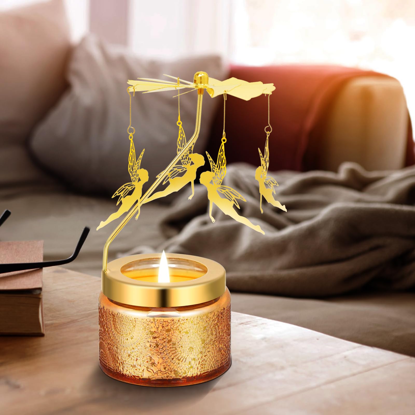 Girl with Wings Rotating Scented Candles Gift Set - Birthday, Christmas, Thanksgiving Present for Women - Perfect for Mom, Sister, Girlfriend & Friends - Home Decor, Relaxation & Romantic Ambiance
