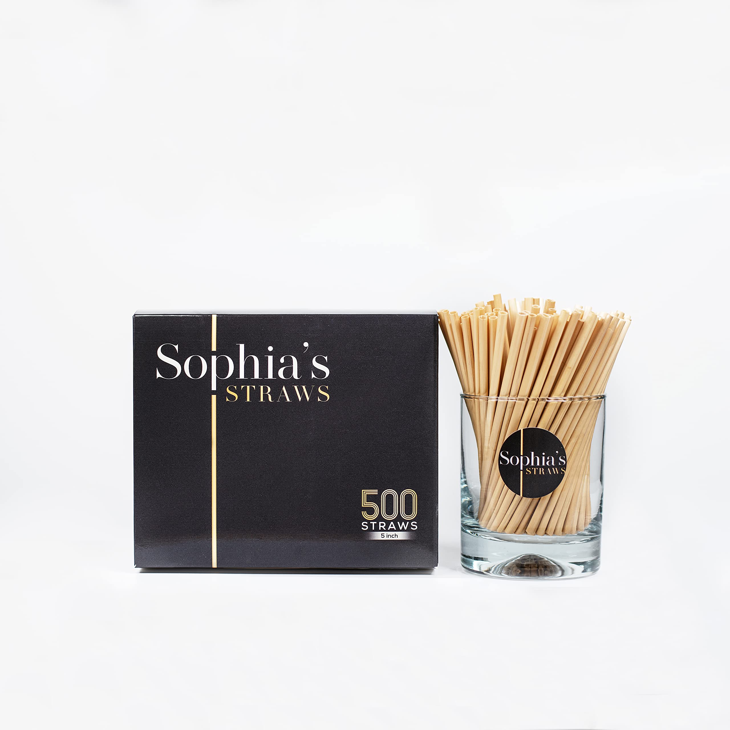 **Sophia's Straws 5 Inch Natural Hay Straws - 500 Count | Eco-Friendly, Biodegradable, Disposable Drinking Straws for Smoothies, Cocktails & Parties**