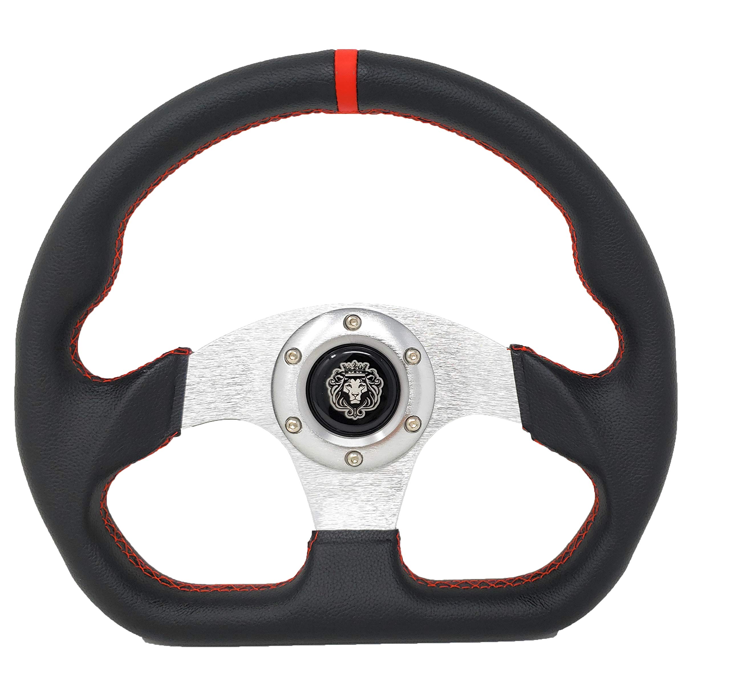 EZ-GO TXT RXV Golf Cart Red Steering Wheel with Chrome Adapter - 3 Spoke Replacement Steering Wheel for Golf Carts - Perfect for Upgrades, Repairs, and Customization