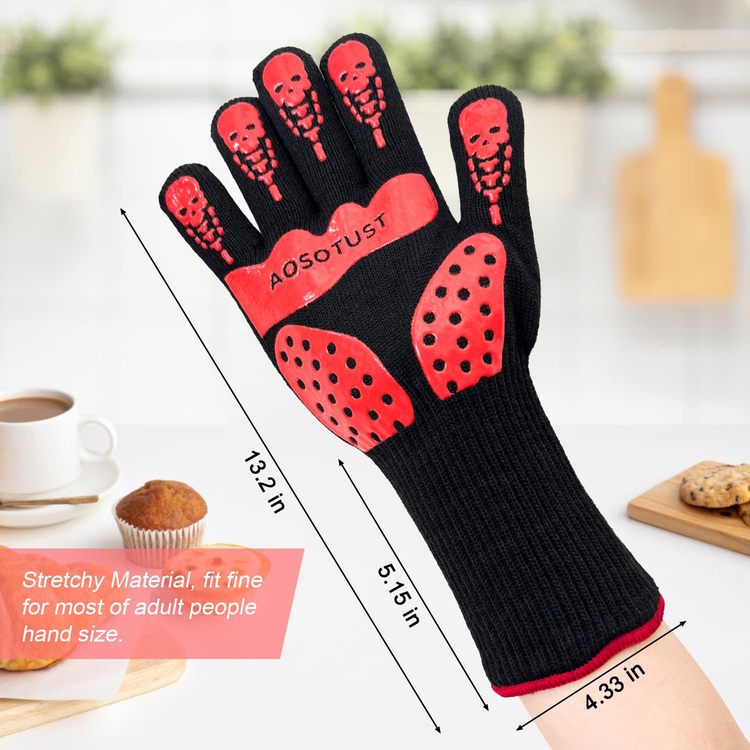Heat Resistant Gloves for Grilling & Cooking - 1472℉ Protection with 5