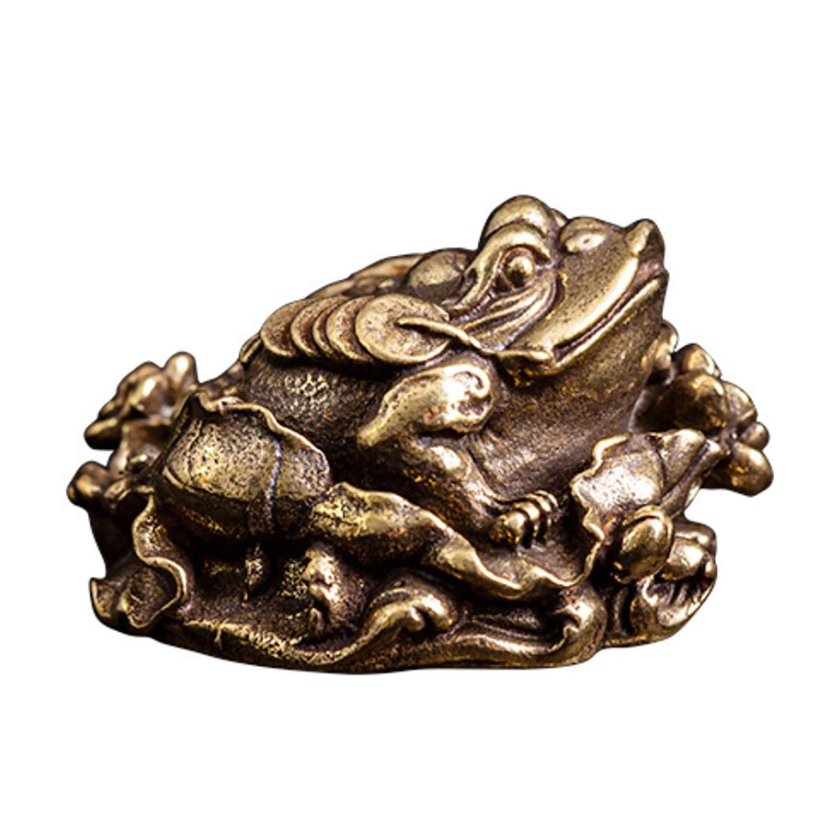 Feng Shui Brass Money Frog Statue - Lucky Three-Legged Toad Figurine for Home Office Decor, Wealth Attraction & Business Success | Perfect Desk Ornament, Tea Table Mascot & Prosperity Charm for Workspace