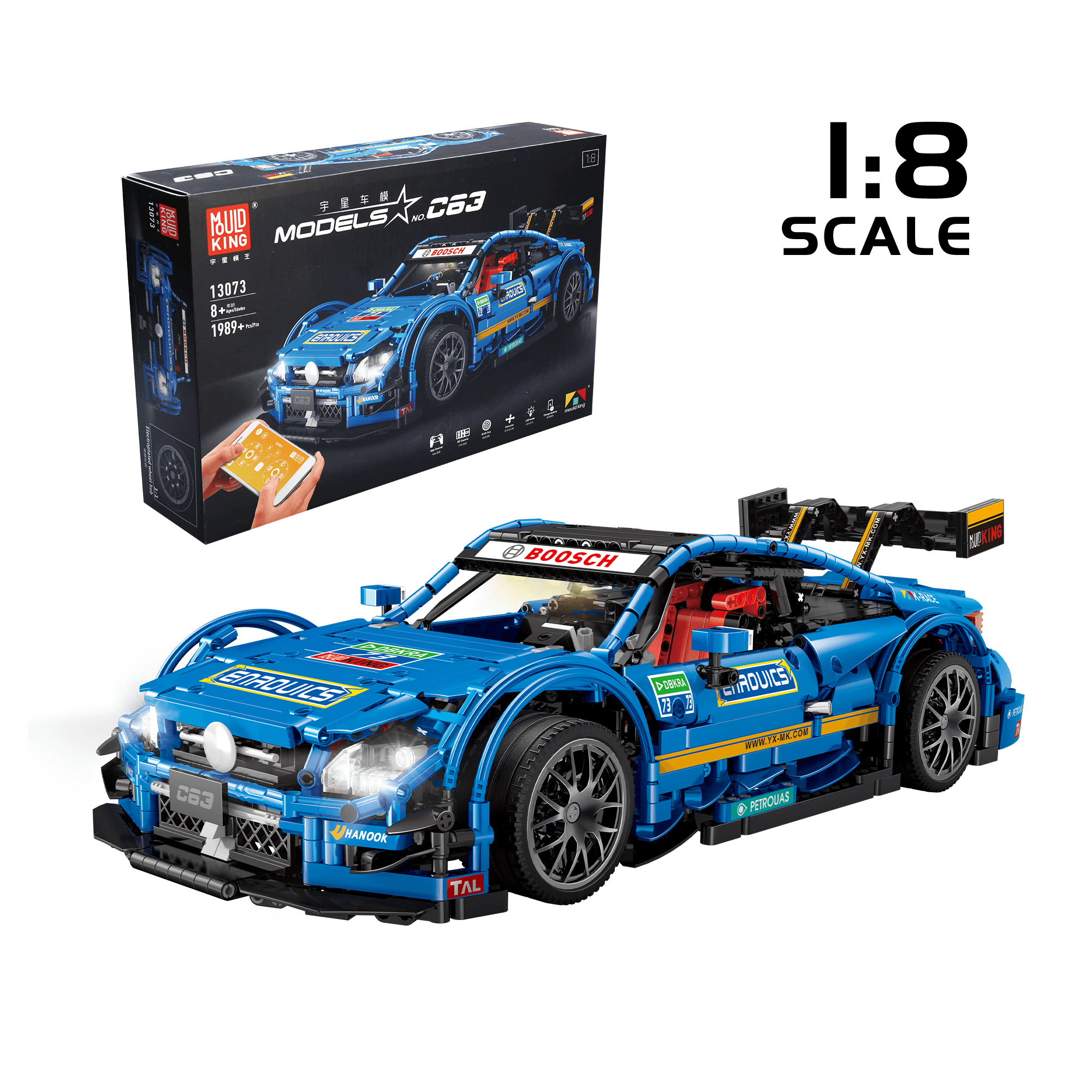 Mould King 13073 C63 DTM Racing Car Remote Control Building Blocks Set - 1,989 PCS STEM Toy for Adults & Kids - Perfect for Racing Enthusiasts & Model Collectors