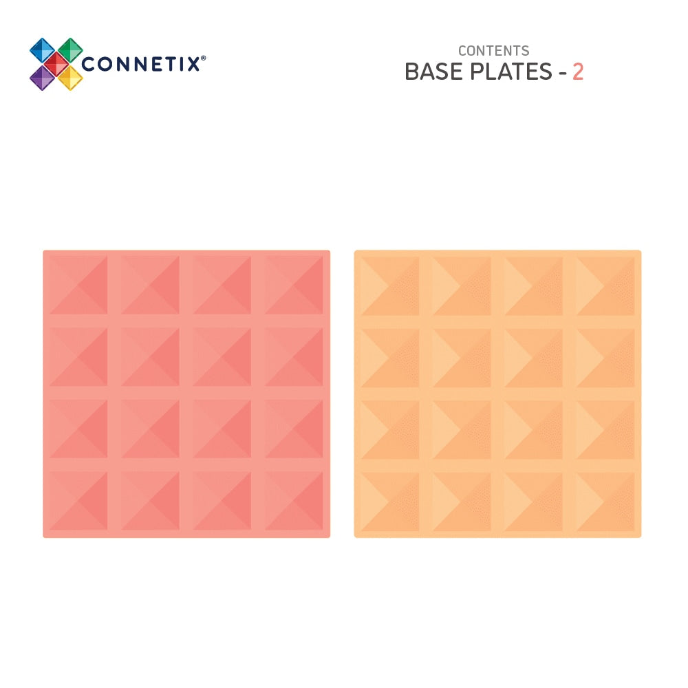 Connetix Magnetic Tiles Pastel Lemon & Peach Base Plate 2 Pack - STEM Educational Building Toys for Kids, Perfect for Classroom & Home Play