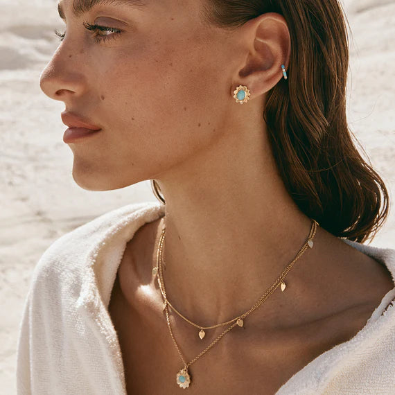 FAIRLEY St Tropez Bloom Stud Earrings - 14K Gold Plated Floral Stud Earrings for Women, Gift for Her | Perfect for Weddings, Parties & Everyday Wear
