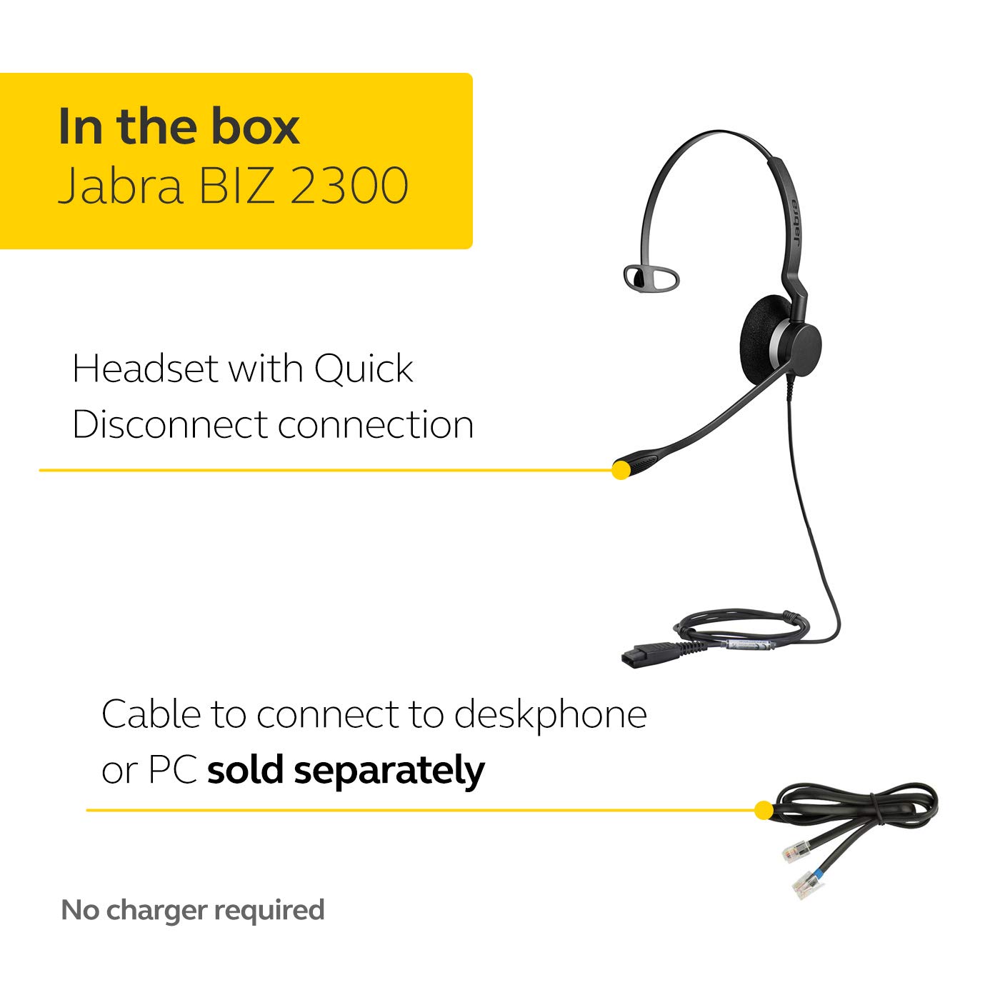 Jabra Biz 2300 Mono Wireless Headset with Noise Cancellation - Black | Comfortable Office Headset for Call Centers, Remote Work & Business Communications