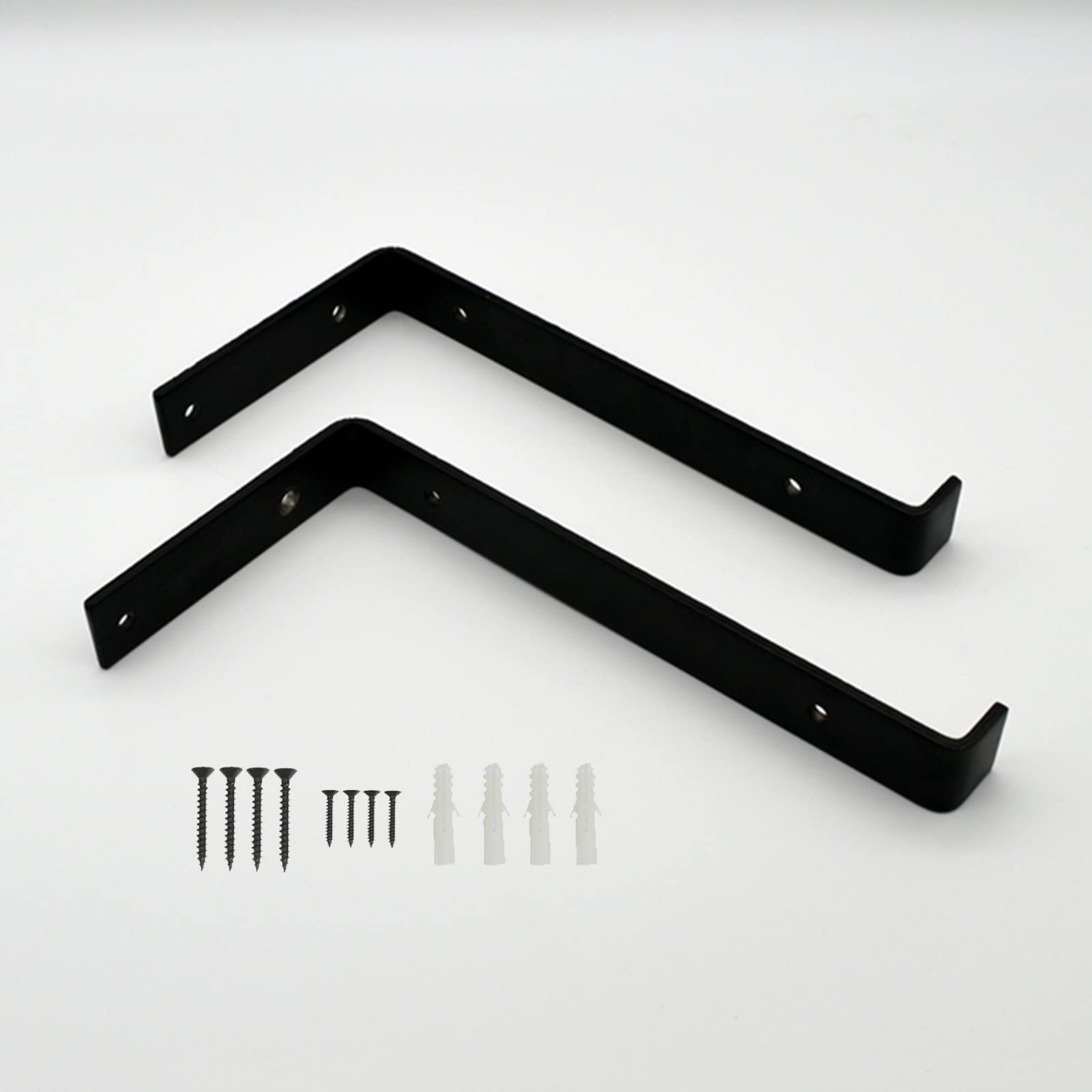 Pxzybd 2 Pack Rustic Shelf Brackets - Heavy Duty Industrial Metal Iron Floating Shelf Supports for DIY Wall-Mounted Shelves, Scaffold Board Brackets with Screws, 20cm (7.9in) - Perfect for Home Office, Kitchen, Bathroom & Garage Storage Organization