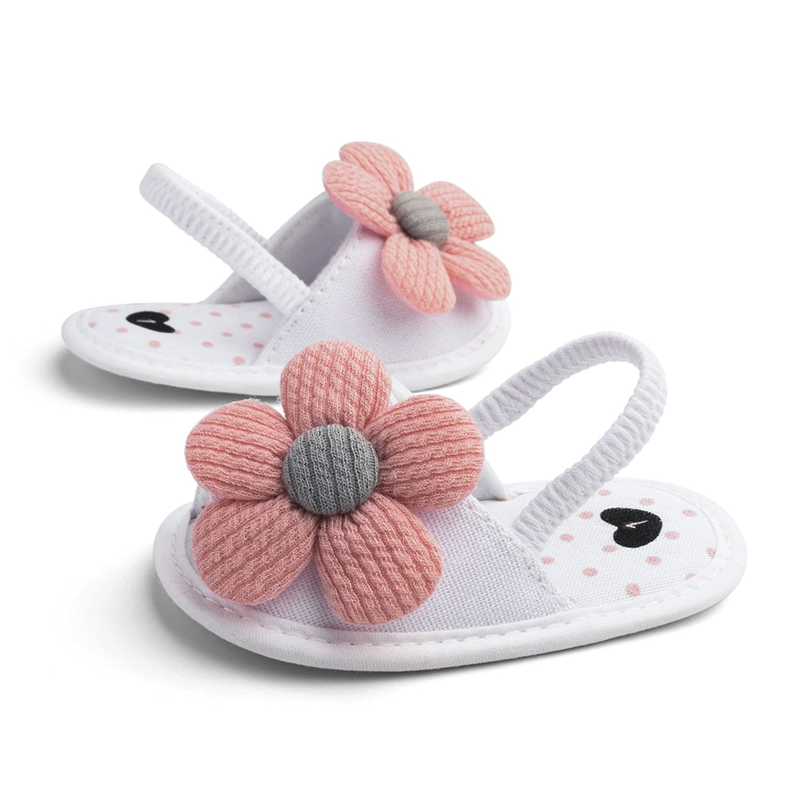 **Soft Baby Sneakers for 0-12 Months - Breathable Toddler Walking Shoes with Floral Design (White, 6-9M) - Perfect for Outdoor Play & First Steps**