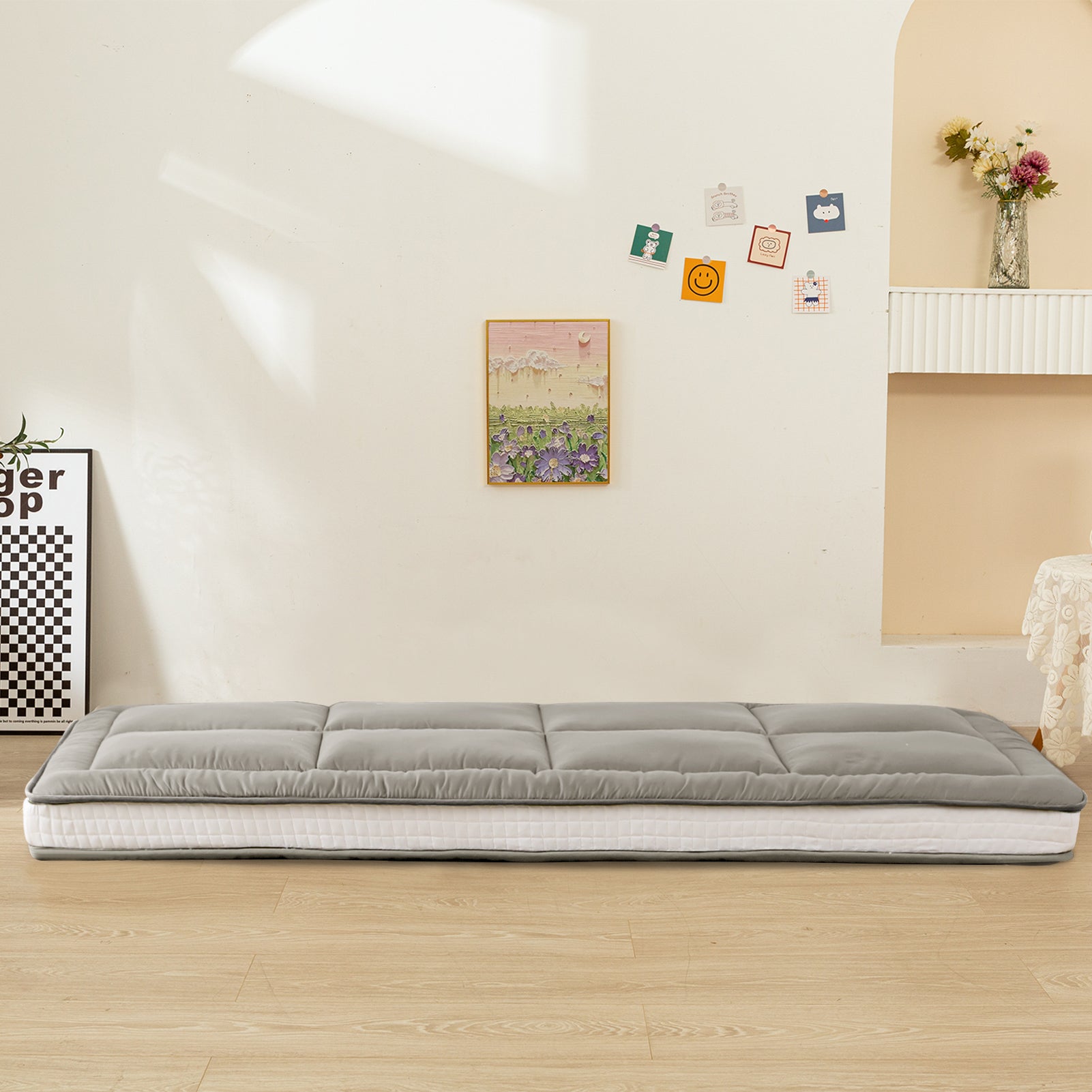 MAXYOYO Extra Thick Japanese Floor Futon Mattress - Dark Grey Foldable Tatami Bed for Guest Room, Meditation & Small Space Living | Comfortable Floor Sleeping Solution