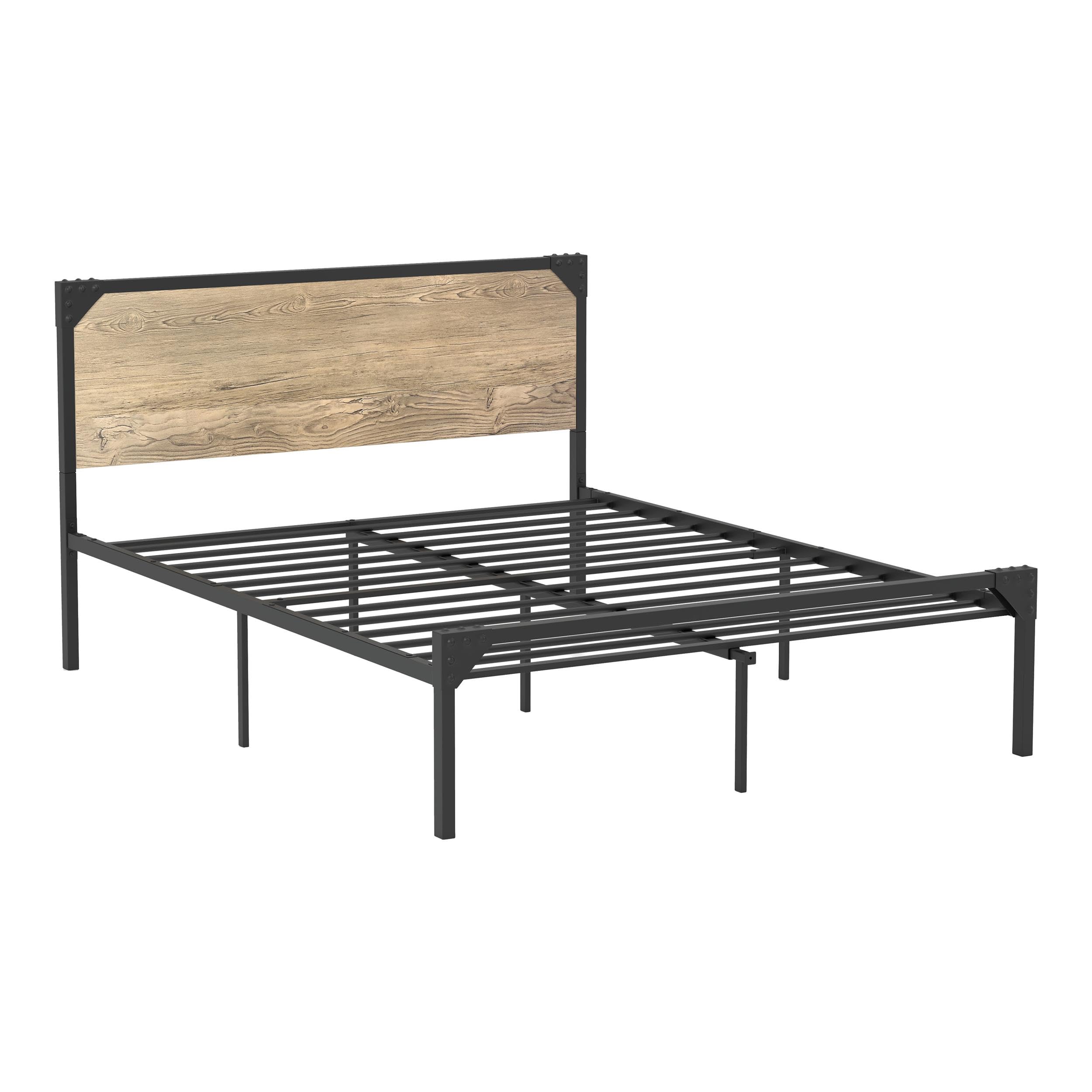 Furniture of America Budenholz Metal Queen Platform Bed Frame in Gray - Modern Minimalist Bedroom Furniture for Small Spaces & Guest Rooms