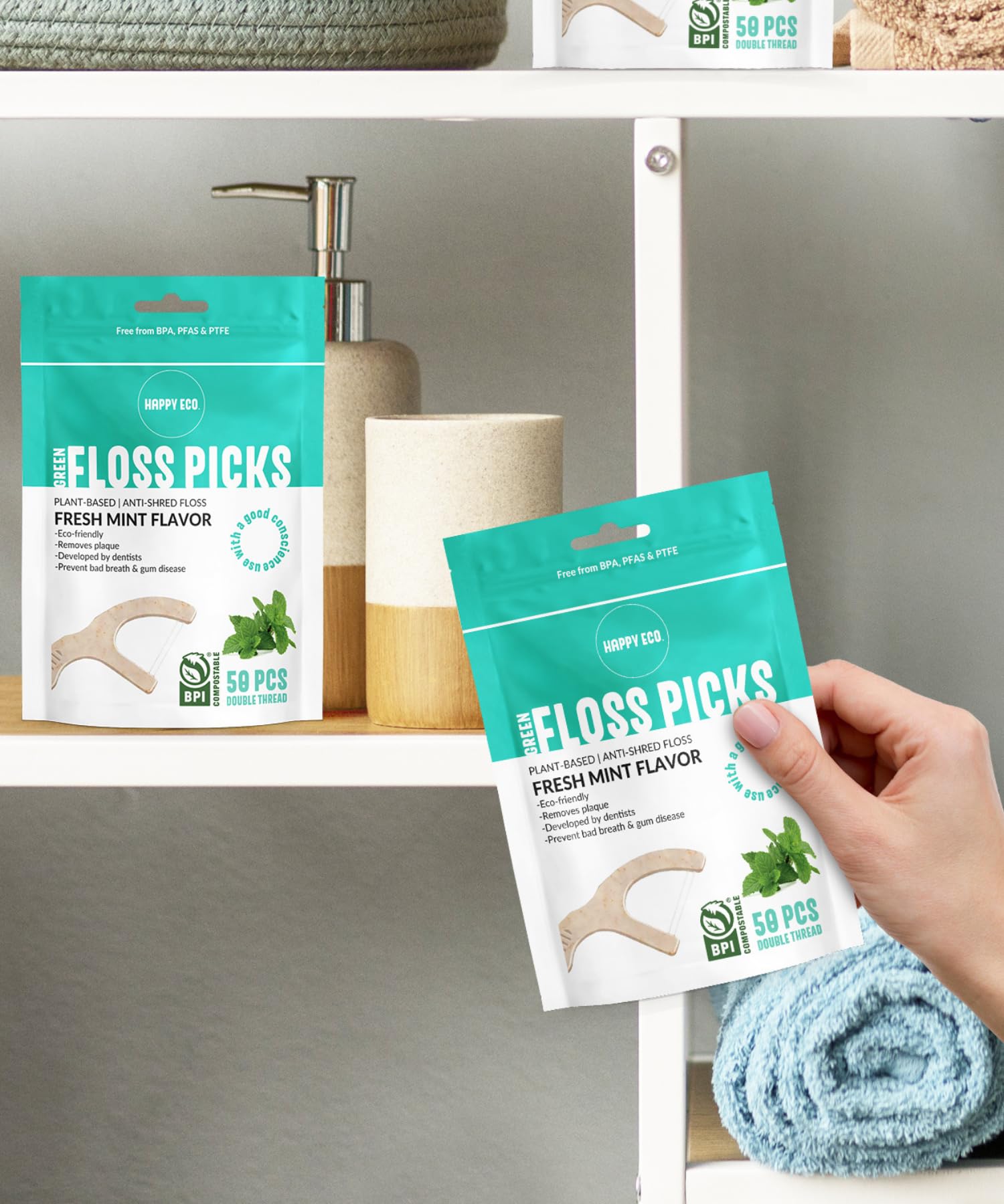 Biodegradable Dental Floss Picks (200 Count) - Natural Bamboo Charcoal Flossers for Adults & Kids - Eco-Friendly Vegan Tooth Cleaners - Perfect for Travel, Home & Office Oral Care