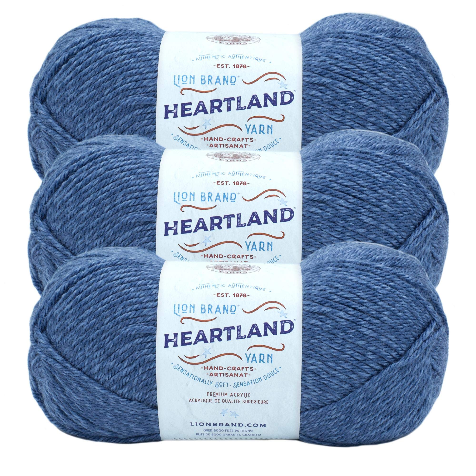 Lion Brand Yarn Heartland Worsted-Weight Yarn for Knitting, Crocheting & Crafting - 3 Pack (Carlsbad Caverns) - Perfect for Blankets, Scarves & DIY Home Decor Projects