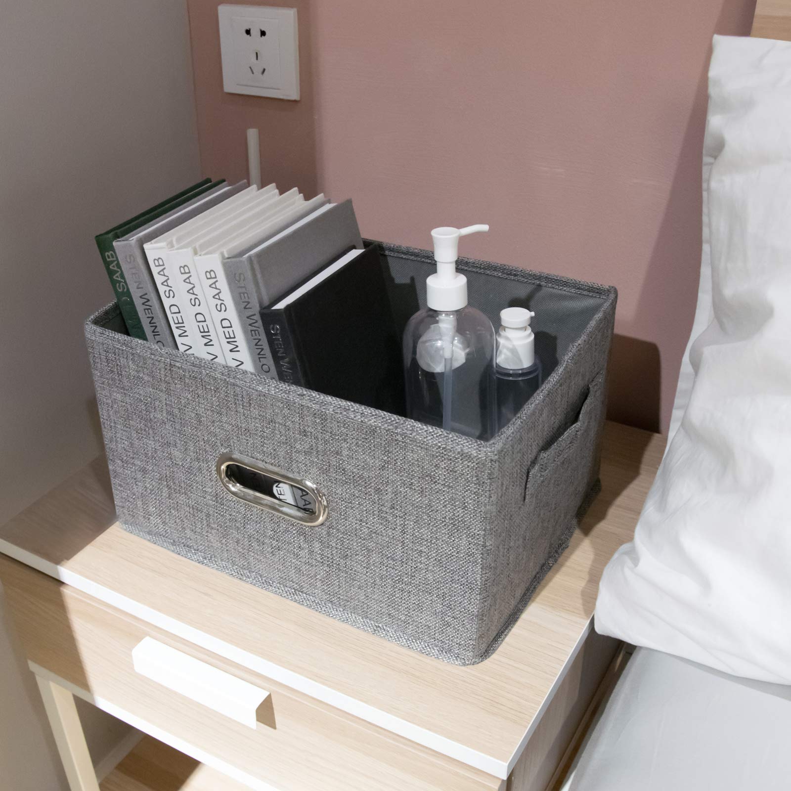 Gray Fabric Storage Bin with Removable Lid - 13