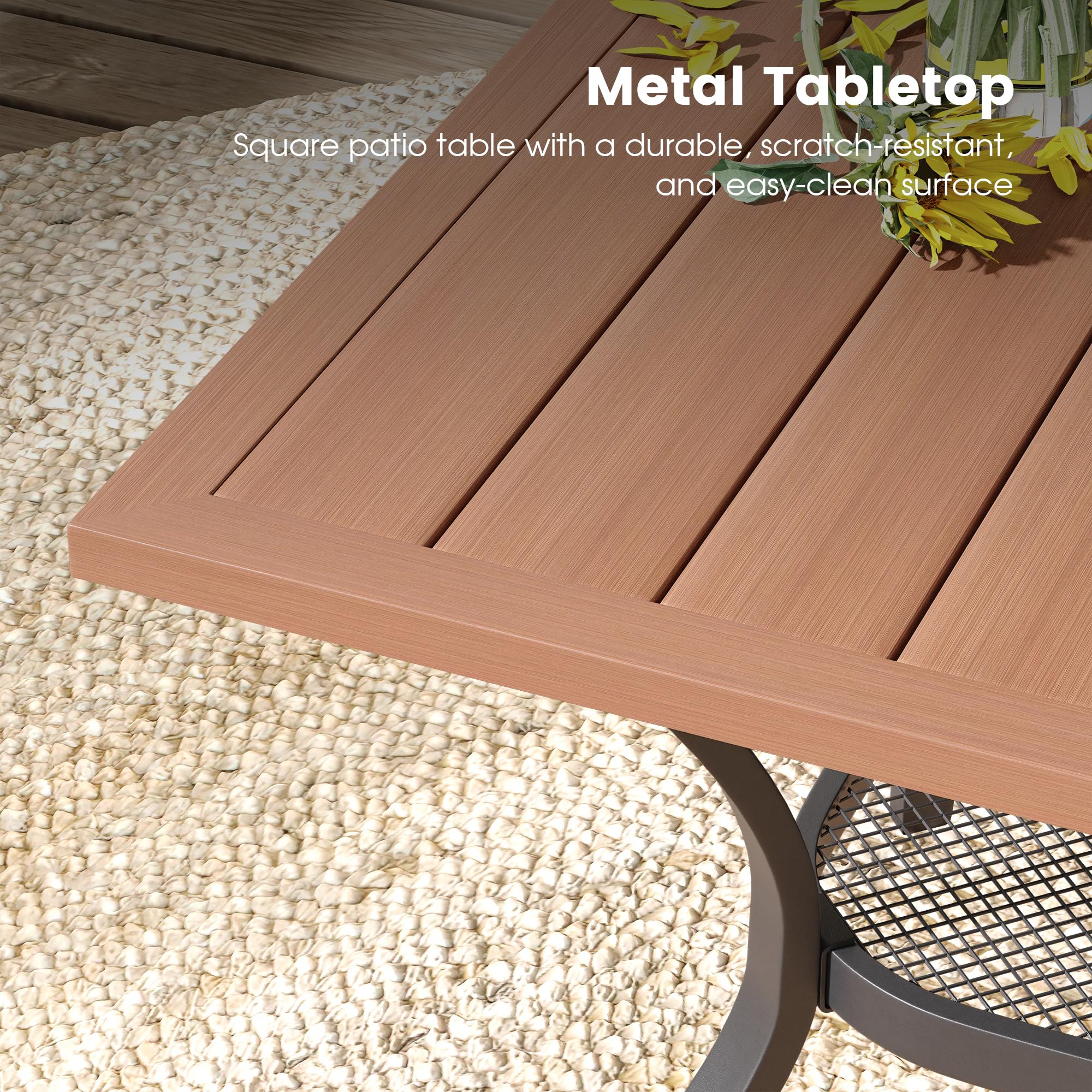 DIFY 4-Person Outdoor Dining Table - Square Metal Patio Table with 1.57