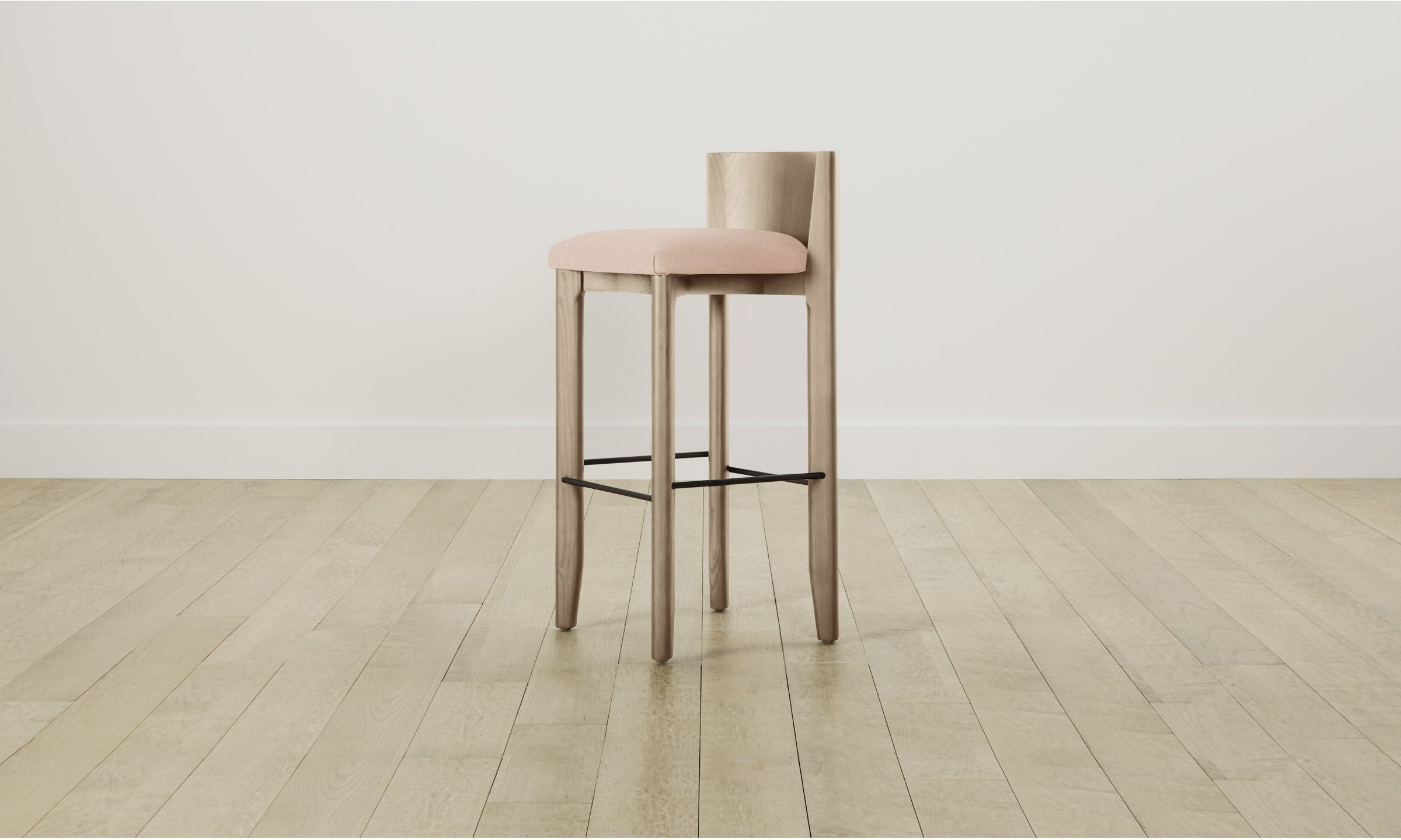 Delancey Bar & Counter Stool with Heritage Belgian Linen Petal Upholstery - Modern Kitchen Island & Home Bar Seating for Dining & Entertaining
