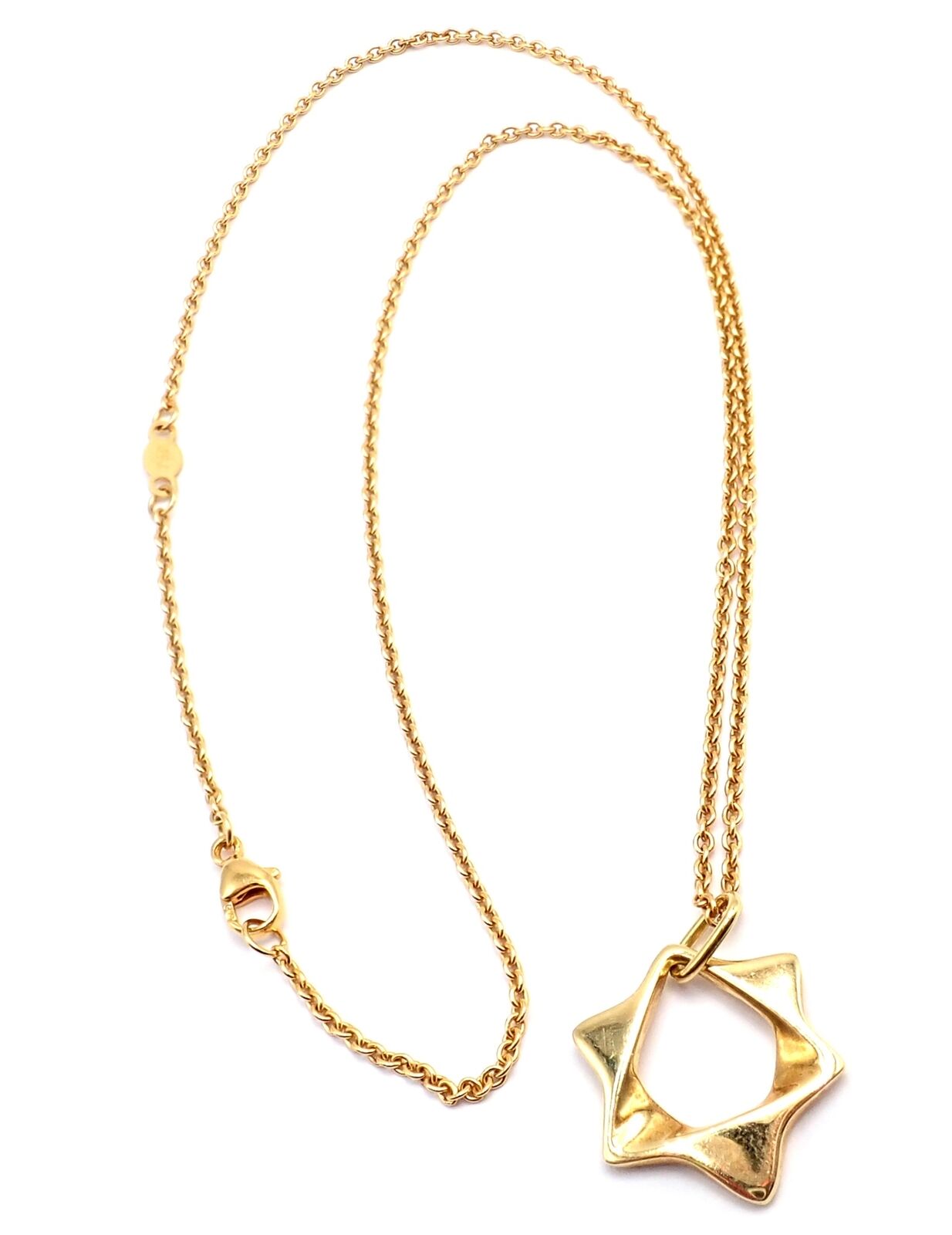 Authentic Georg Jensen 18k Yellow Gold Star of David Pendant Necklace - Elegant Jewish Jewelry for Hanukkah, Bar Mitzvah & Special Occasions