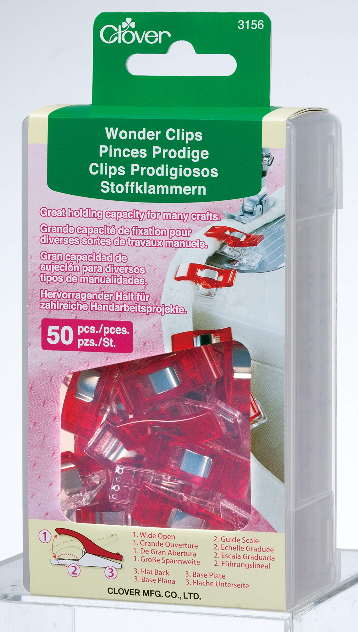 50pcs Clover Wonder Clips for Sewing & Quilting - Strong Grip Fabric Clips, Crafting Essentials (Red) - Perfect for DIY Projects, Dressmaking & Home Decor