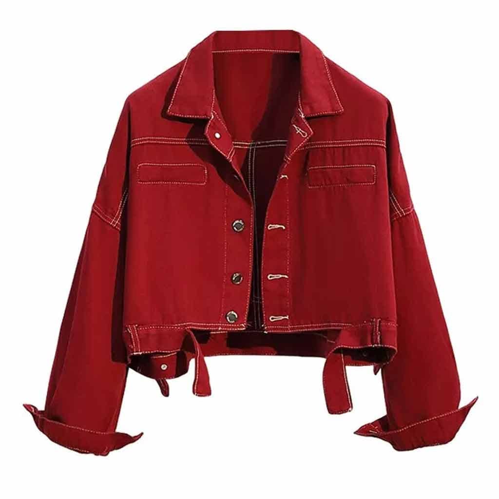 Women's Plus Size Long Sleeve Denim Jacket - Loose Fit Button Up Casual Jacket for Fall & Winter | XXXXL (Color A) | Perfect for Layering, Outdoor Activities & Everyday Wear