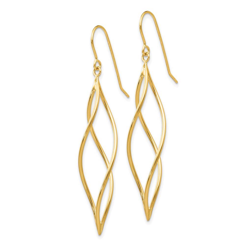 14k Yellow Gold Black Bow Dangle Earrings for Women - Elegant Party Jewelry