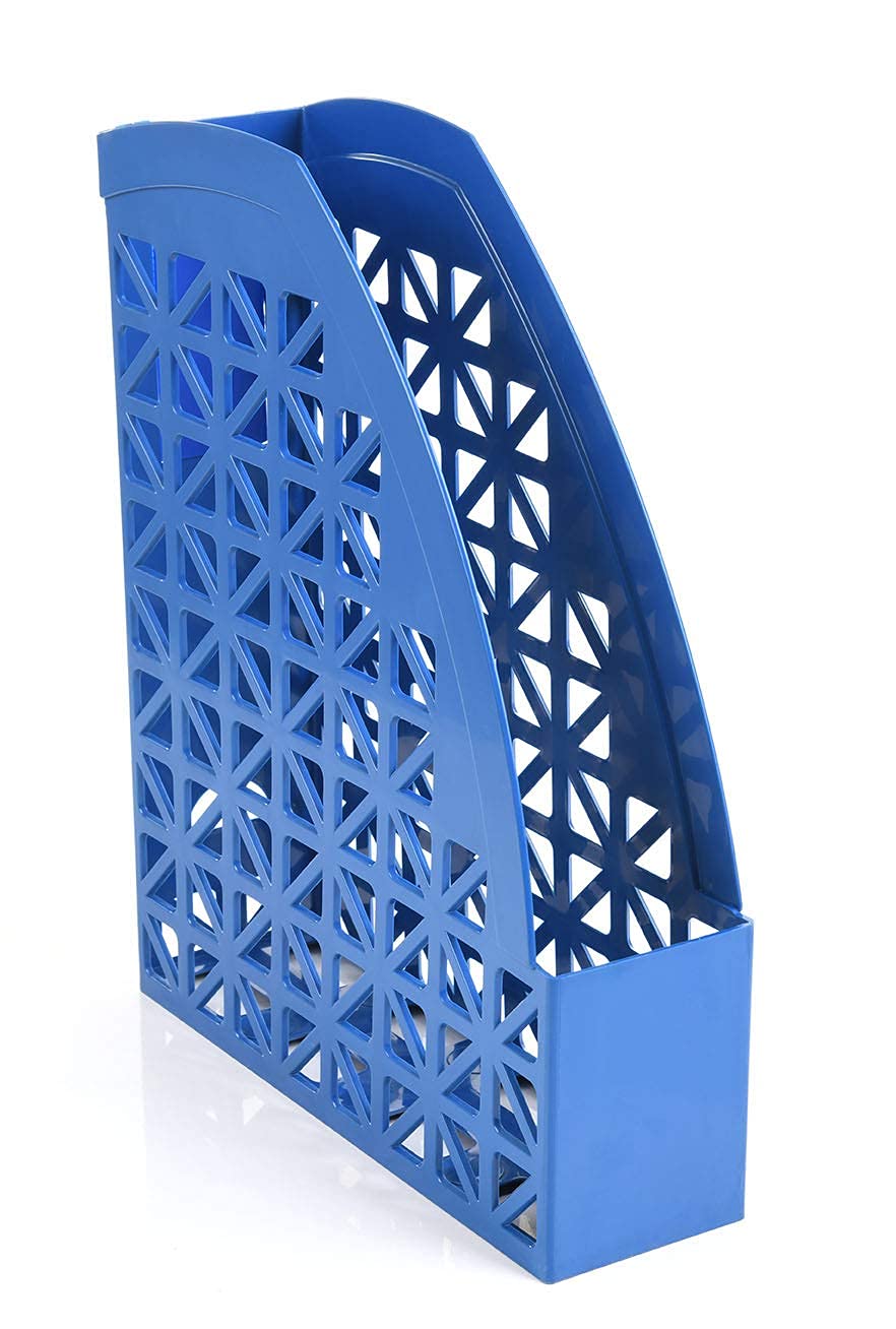 Mintra 2-Pack Plastic Desk Organizer & Magazine File Holder - Blue | Perfect for Office, Home, School & Workspace Organization