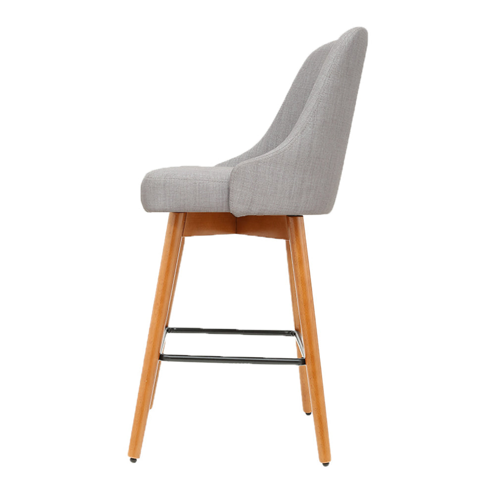 2 Pack Swivel Bar Stools with Wooden Seat in Grey - Perfect for Kitchen Island, Breakfast Nook & Home Bar Decor