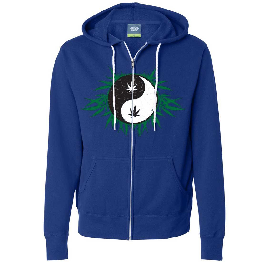 Stoner Yin Yang Pot Leaf Zip-Up Hoodie - Stylish Cannabis-Themed Sweatshirt for Men & Women | Perfect for 420 Celebrations, Music Festivals & Casual Wear