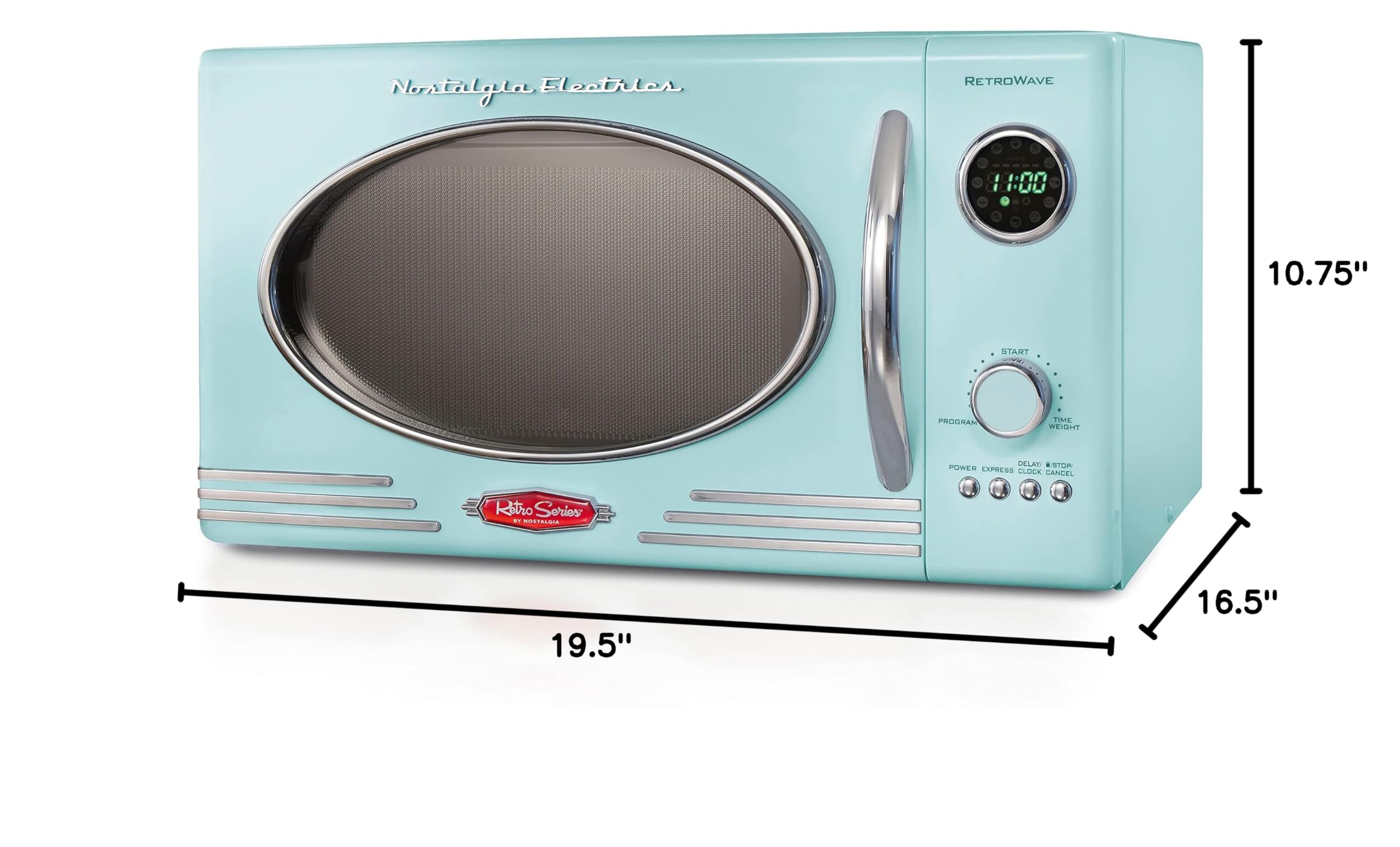 Retro Microwave Oven 0.9 Cu. Ft - Vintage Style Small Microwave with Auto Shut Off, Aqua Blue - Perfect for Dorms, Apartments & Small Kitchens