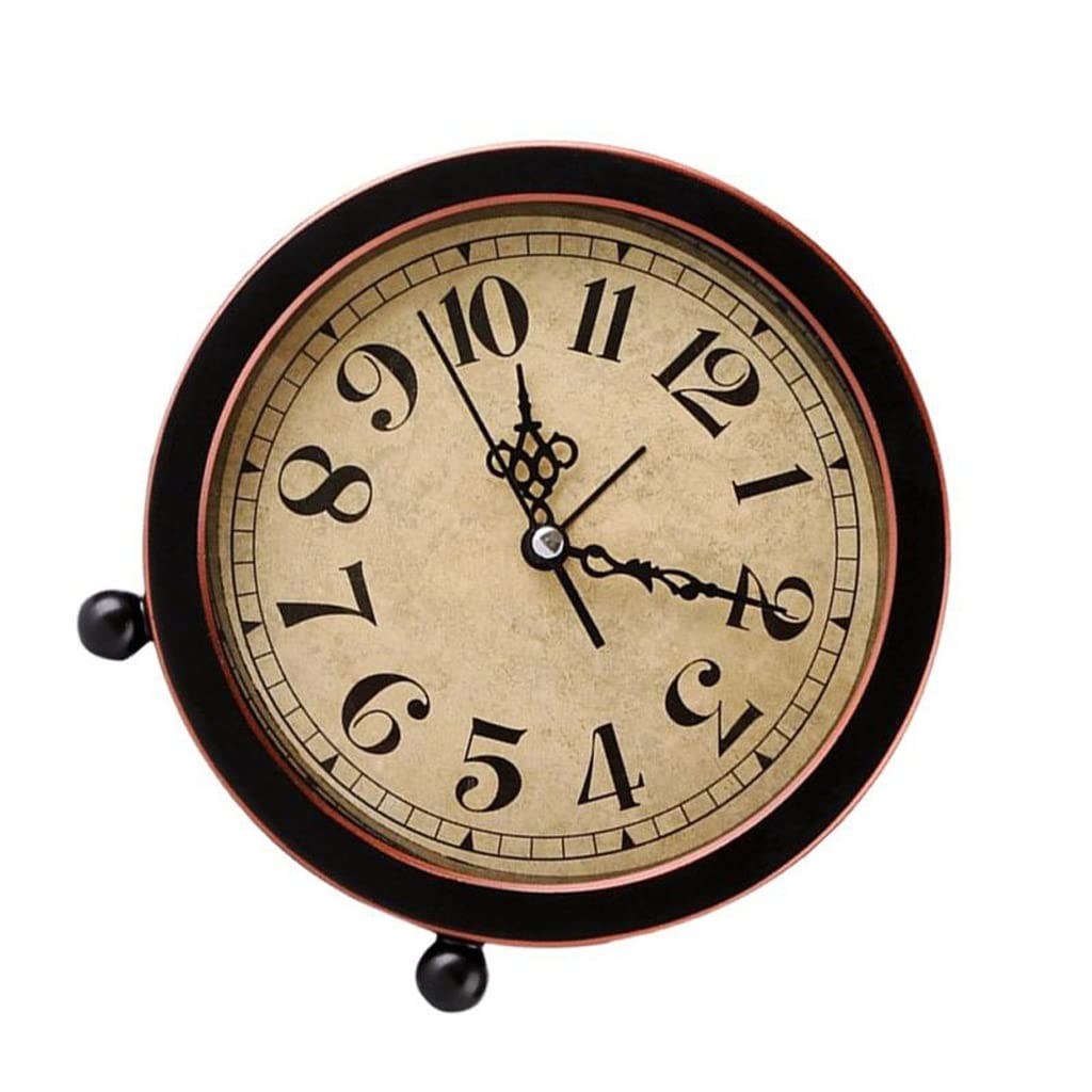 Vintage Retro Alarm Clock - Battery Operated Tabletop Desktop Clock with Night Light, Silent Non-Ticking, Bedroom Home Office Decor (Ideal for Bedside, Nightstand, Office Desk, Gift)