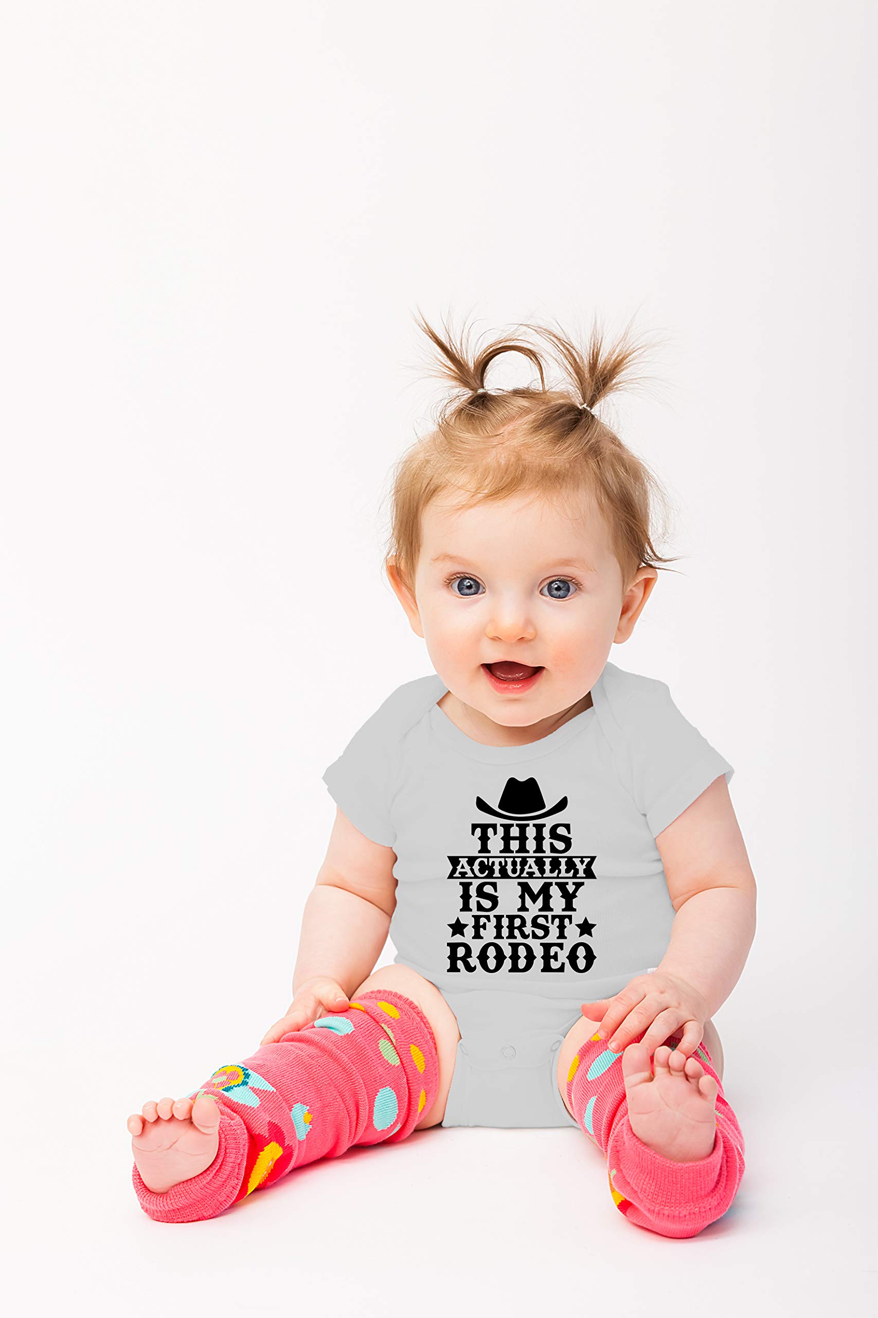 Funny Baby Bodysuit - 'This Is Actually My First Rodeo' Newborn Baby Boy Clothes - Cute Outfit for Rodeo Theme Parties & Photo Shoots