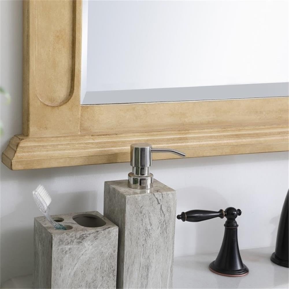 Elegant Danville 36x32 Inch Wood Framed Bathroom Mirror in Antique Beige - Perfect for Vanity, Powder Room & Farmhouse Style Decor