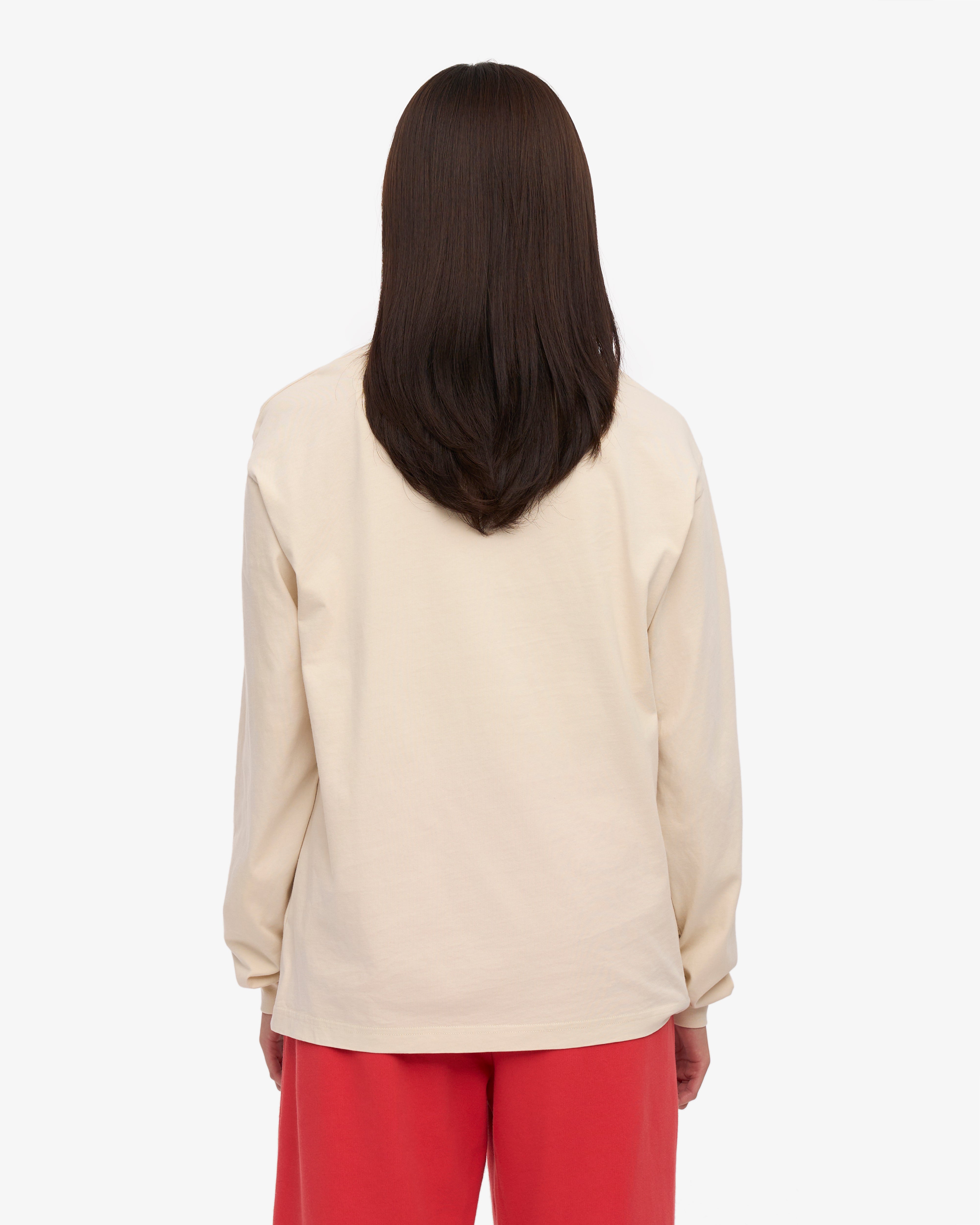 Oversized Organic Long Sleeve T-Shirt for Women - Soft Ivory White Cotton Shirt - Casual Loungewear & Layering Essential