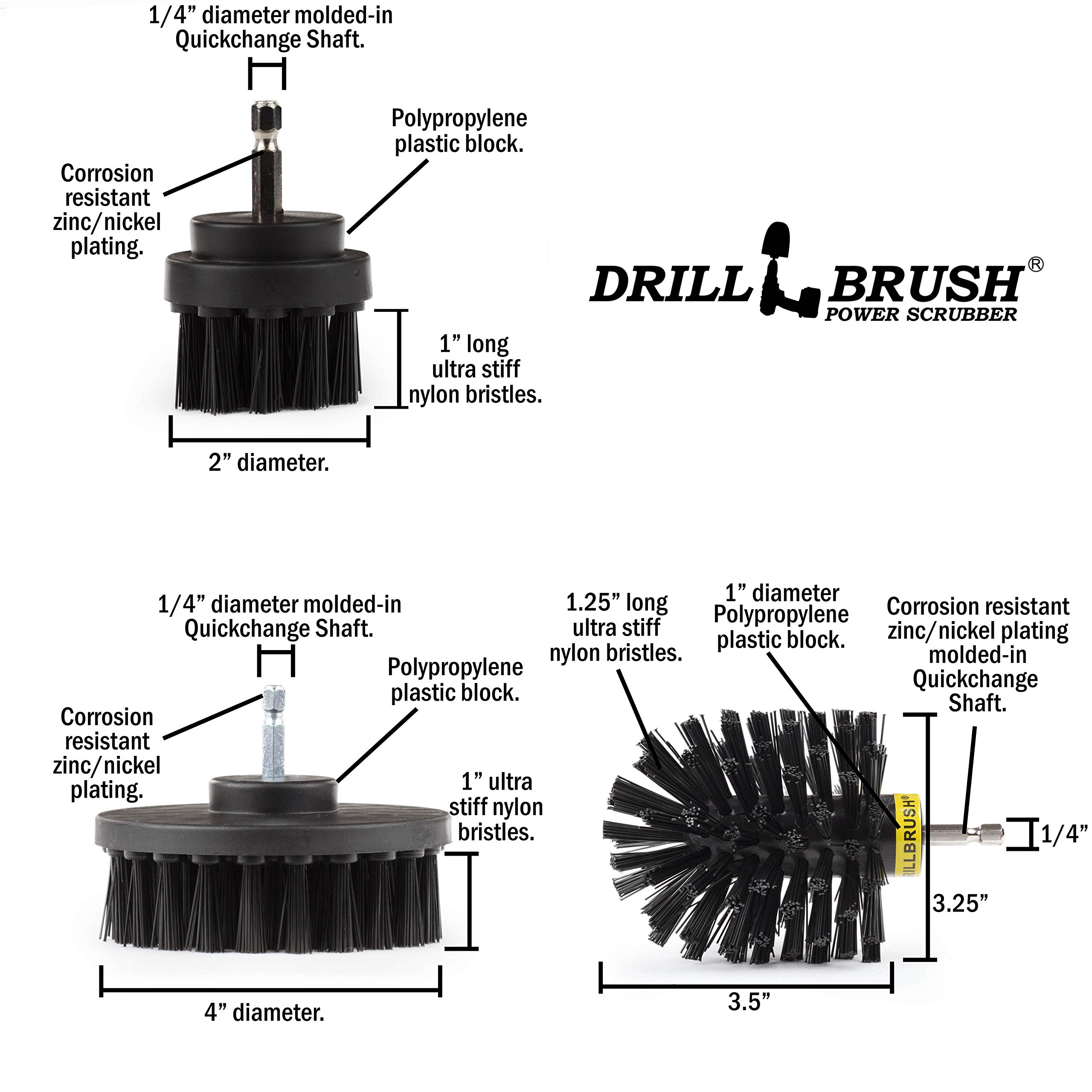 Industrial Cleaning Brush Set - Heavy-Duty Baked-On Food Remover & Rust Stain Cleaner for Electric Smokers, Grills, and BBQ - Drill Brush Attachment for Hard Water, Calcium & Mineral Deposit Removal - Perfect for Outdoor Cooking Equipment Maintenance