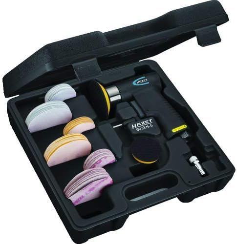 HAZET 9033N-5 Mini Orbital Sander Set - Compact Power Tool for Woodworking, Metal Polishing & DIY Projects - Perfect for Home Workshop, Auto Body Repair & Crafting