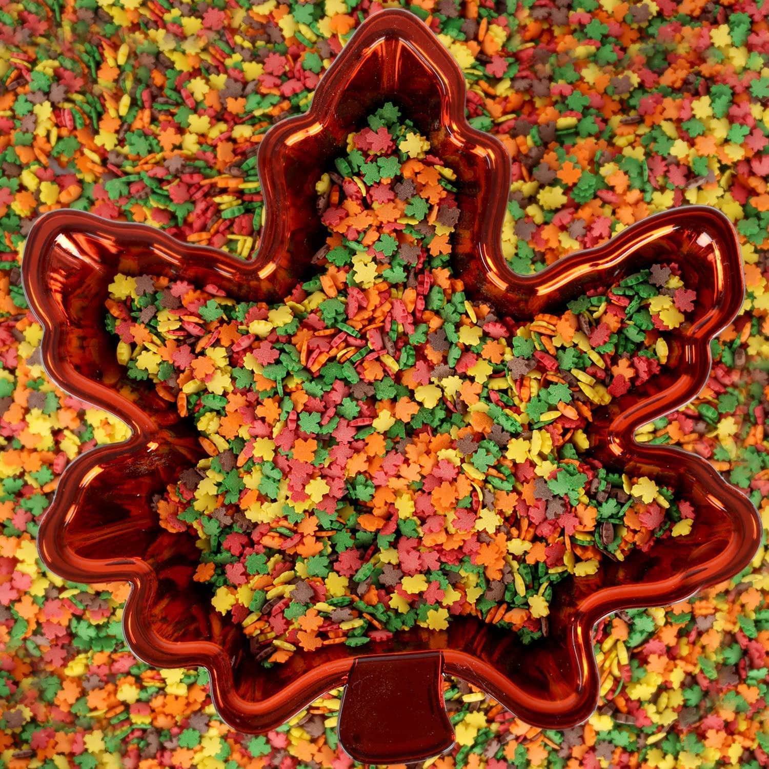 Fall Leaf Sprinkles 10 oz - Autumn Baking Decorations for Cupcakes, Cookies, Cakes - Thanksgiving & Halloween Party Supplies - Bulk Candy Sprinkles for Dessert Decorating, DIY Crafts, and Seasonal Treats