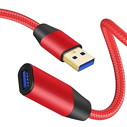 6FT USB 3.0 Extension Cable 2 Pack - High Speed Data Transfer A Male to Female Extender for Gaming, Office & Home Use - Compatible with Gamepad, Keyboard, Printer, Webcam & More (Red) - Perfect for PC Setup, Workstation Extension & Entertainment Systems