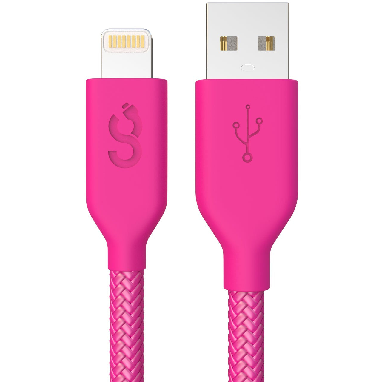 MFI Certified 6FT Hot Pink Nylon Lightning Cable - Durable Fast Charging iPhone Cable for Home, Office & Travel