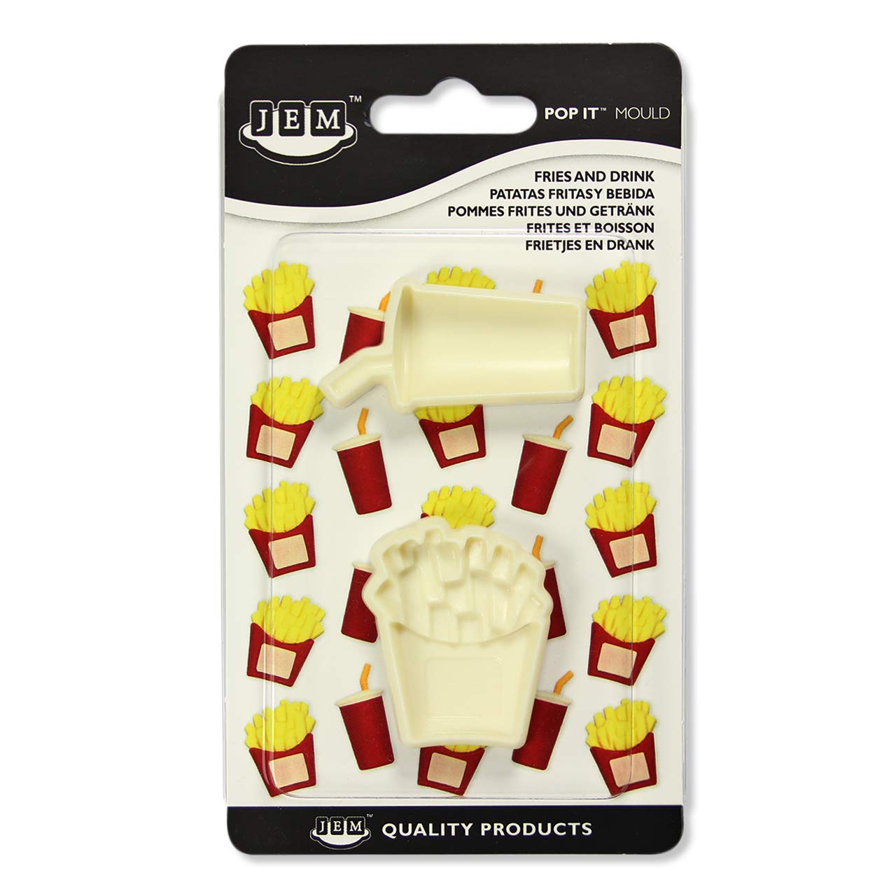 JEM Pop It - French Fries & Soda Drink Shaped Silicone Mold for Cake Decorating, Baking & DIY Crafts - Small & Large Sizes (Set of 2) - Perfect for Birthday Parties, Baby Showers & Dessert Making