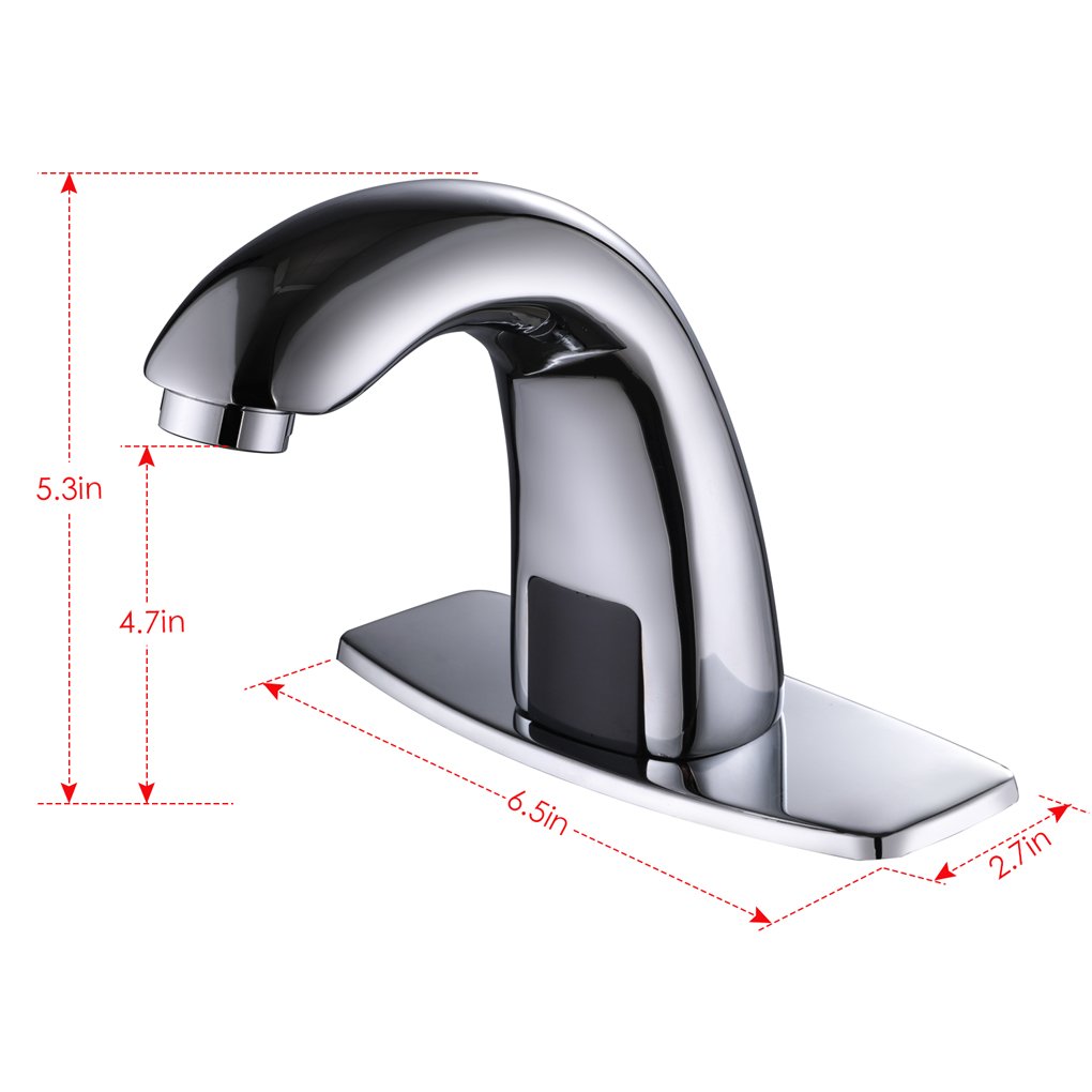 Automatic Touchless Bathroom Sink Faucet with Motion Sensor - Chrome Finish with Hole Cover Plate - Ideal for Modern Homes, Public Restrooms & Water Conservation