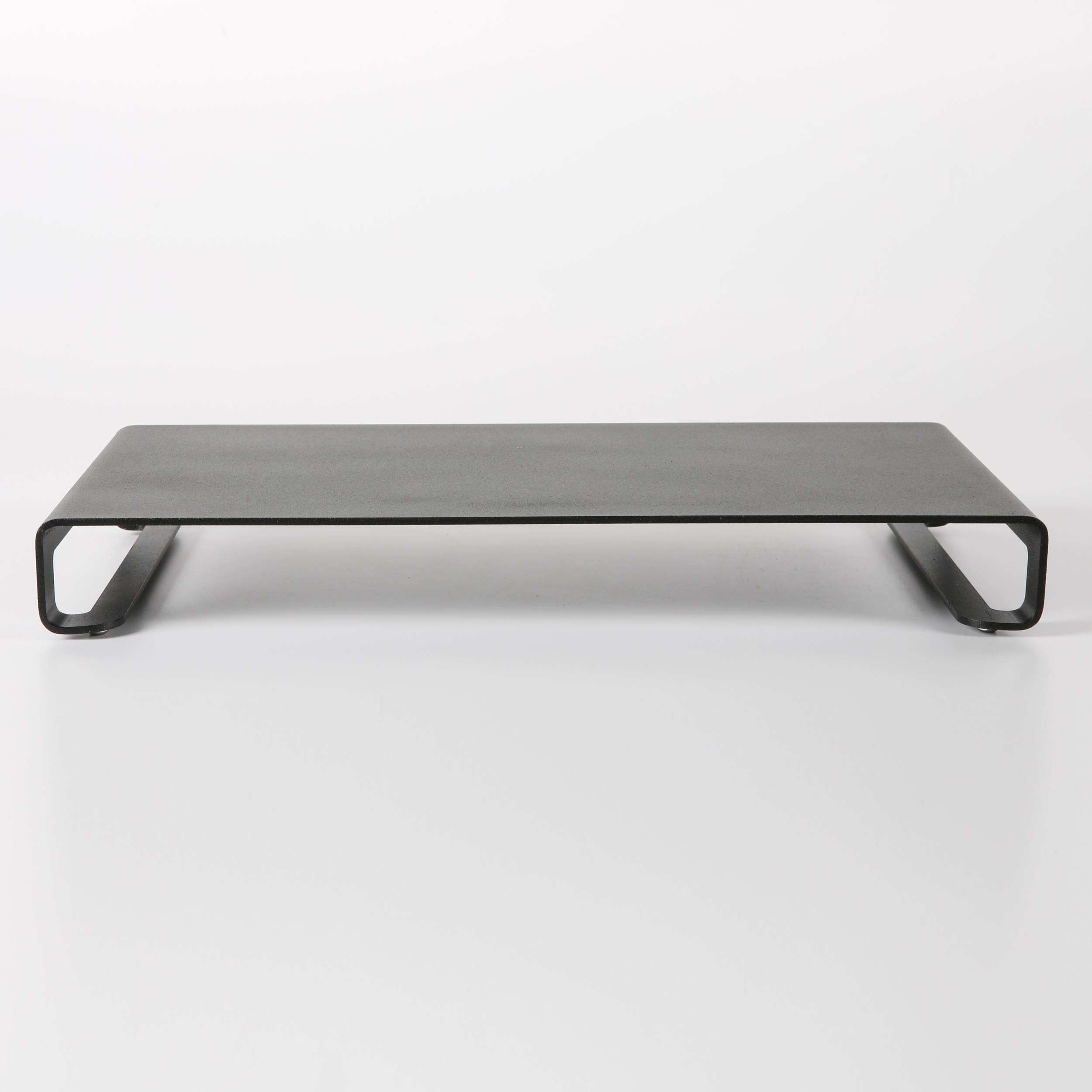 Universal Monitor Stand with 31 lbs Capacity - Heavy Duty Aluminum Metal Shelf Organizer for Office Desk & TV Mounting (Black, 2 Pack) - Perfect for Home Office Setup & Entertainment Center Organization