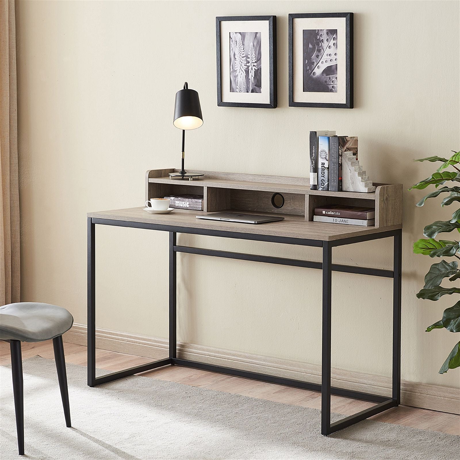 Woodstock Sally Office Desk 1200 - Grey Wash Oak Finish, Modern Home Office Desk for Small Spaces, Perfect for Remote Work & Study