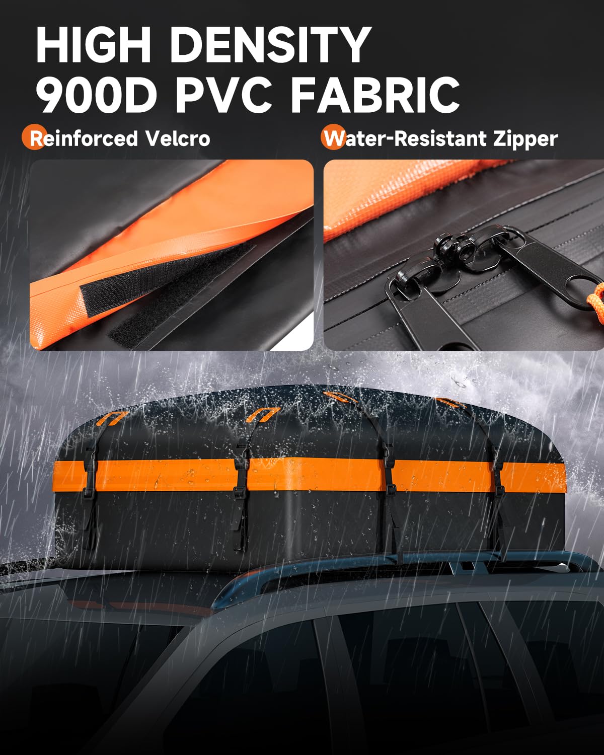 **27 Cubic Feet Car Rooftop Cargo Carrier Bag - Universal Soft-Shell Roof Luggage Storage for SUVs, Sedans & Trucks (With/Without Racks) | Includes 2 Reinforced Straps, 6 Door Hooks, Anti-Slip Mat & Lock | Perfect for Road Trips, Camping & Extra Storage**