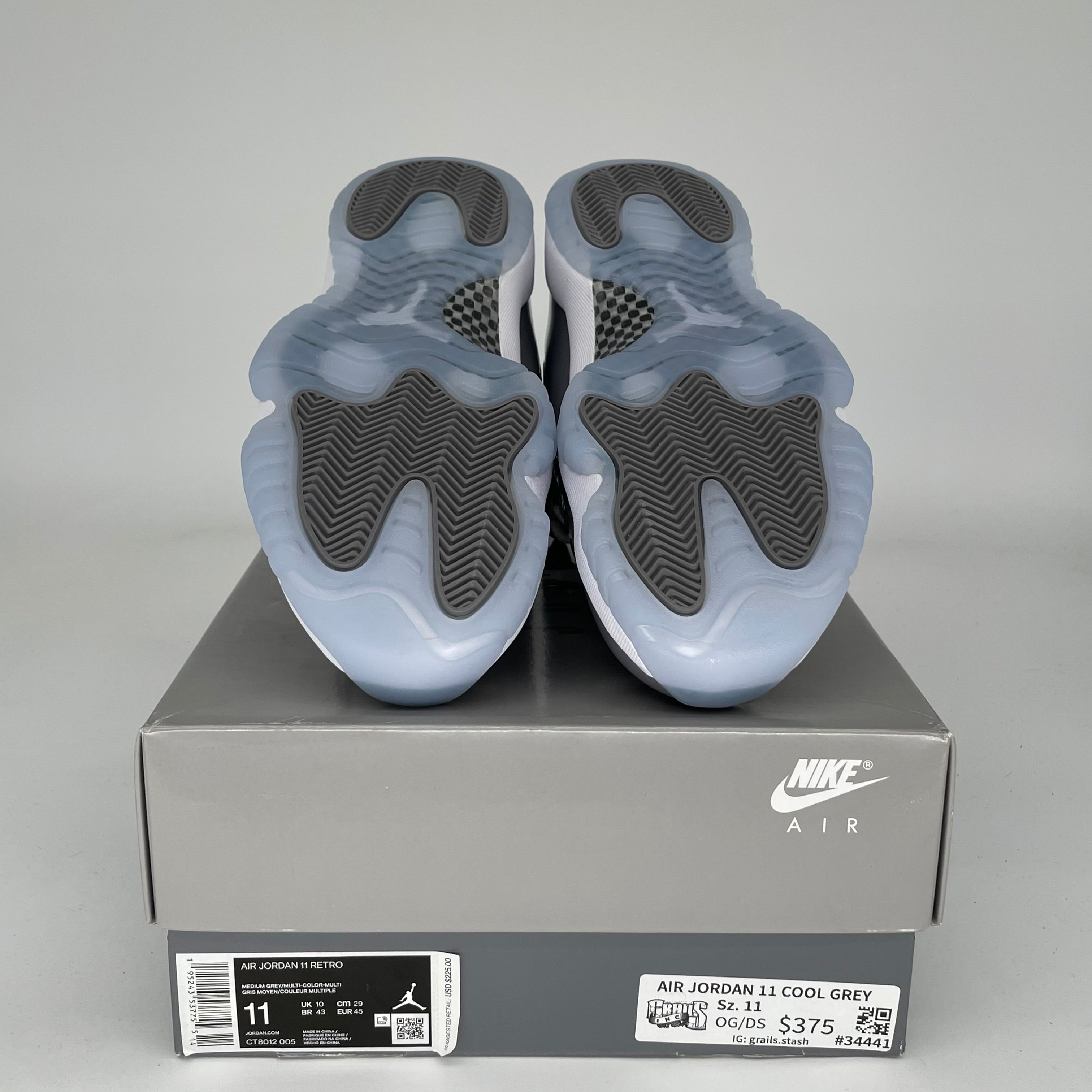 AIR JORDAN 11 COOL GREY Men's Basketball Shoes Size 11 - Retro Style Sneakers CT8012-005 for Casual Wear, Sports & Street Fashion