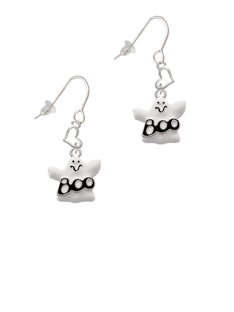 Ghost Heart French Earrings - Silvertone Jewelry for Halloween & Parties
