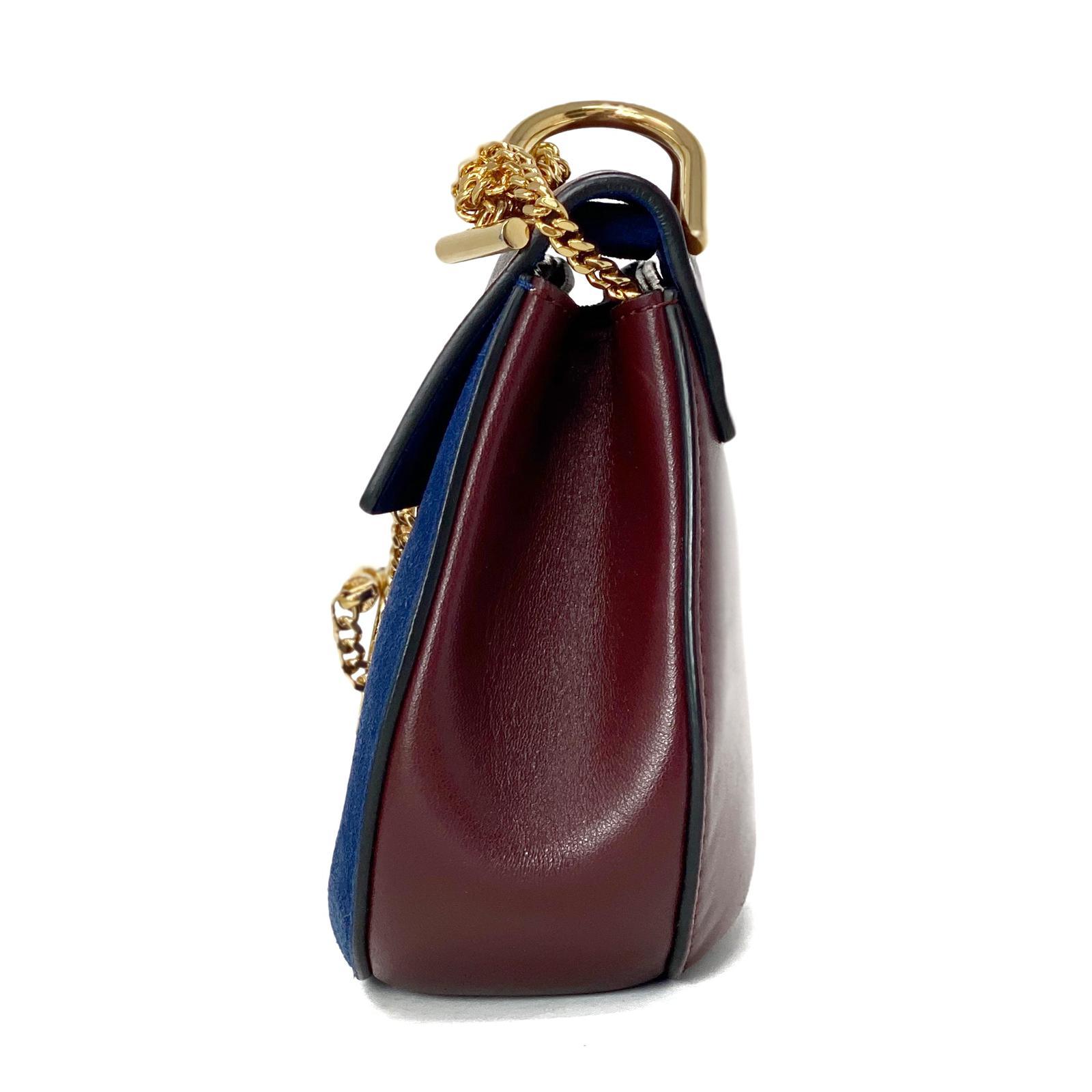 Chloe Burgundy & Navy Mini Drew Bag - Stylish Crossbody Purse for Women, Perfect for Parties, Dates & Everyday Use