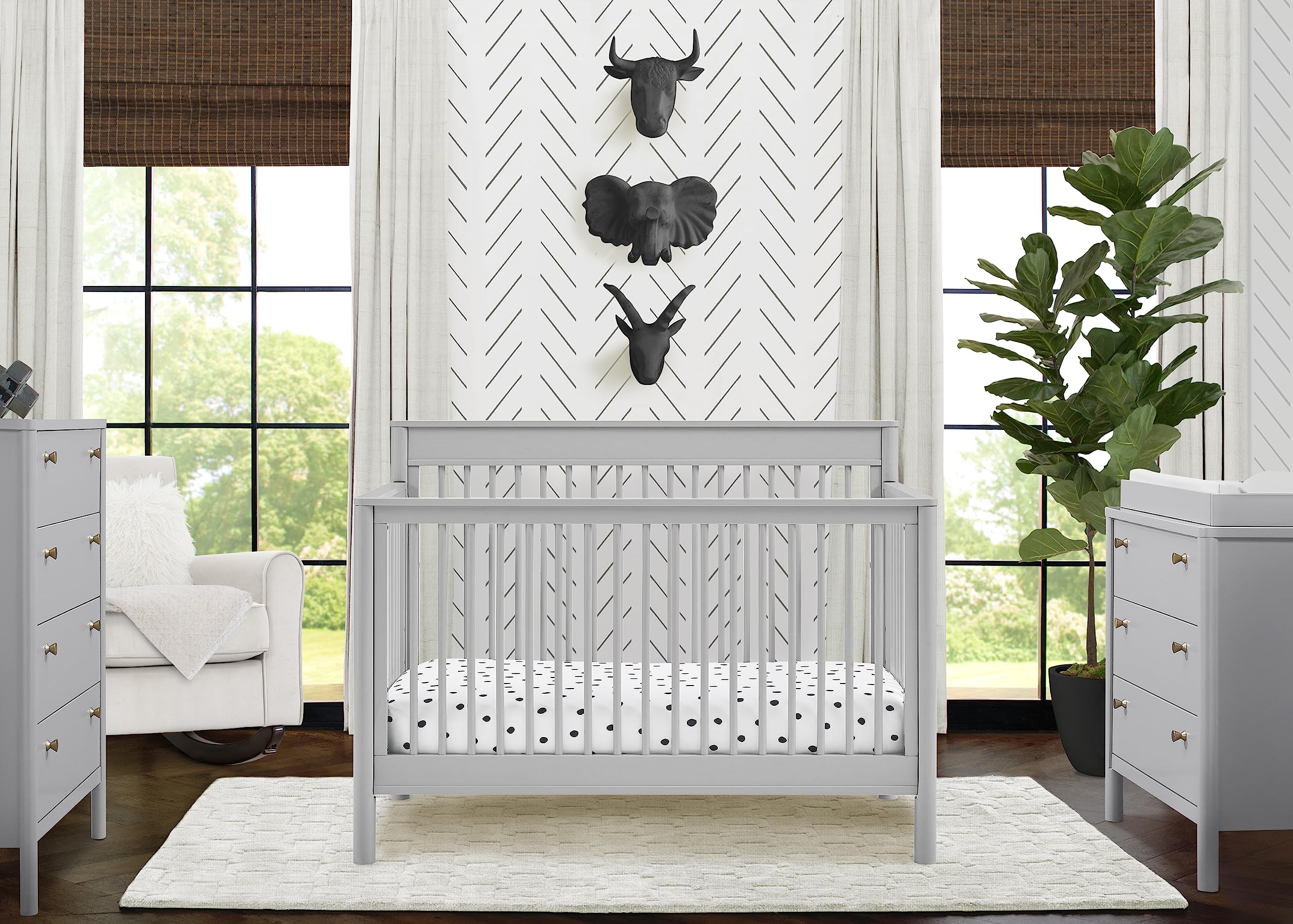 Delta Children 6-in-1 Convertible Crib - Grey | Nursery Bedroom Furniture | Baby Crib to Toddler Bed, Daybed & Full-Size Bed Conversion | Safe & Durable for Newborn to Teen Years
